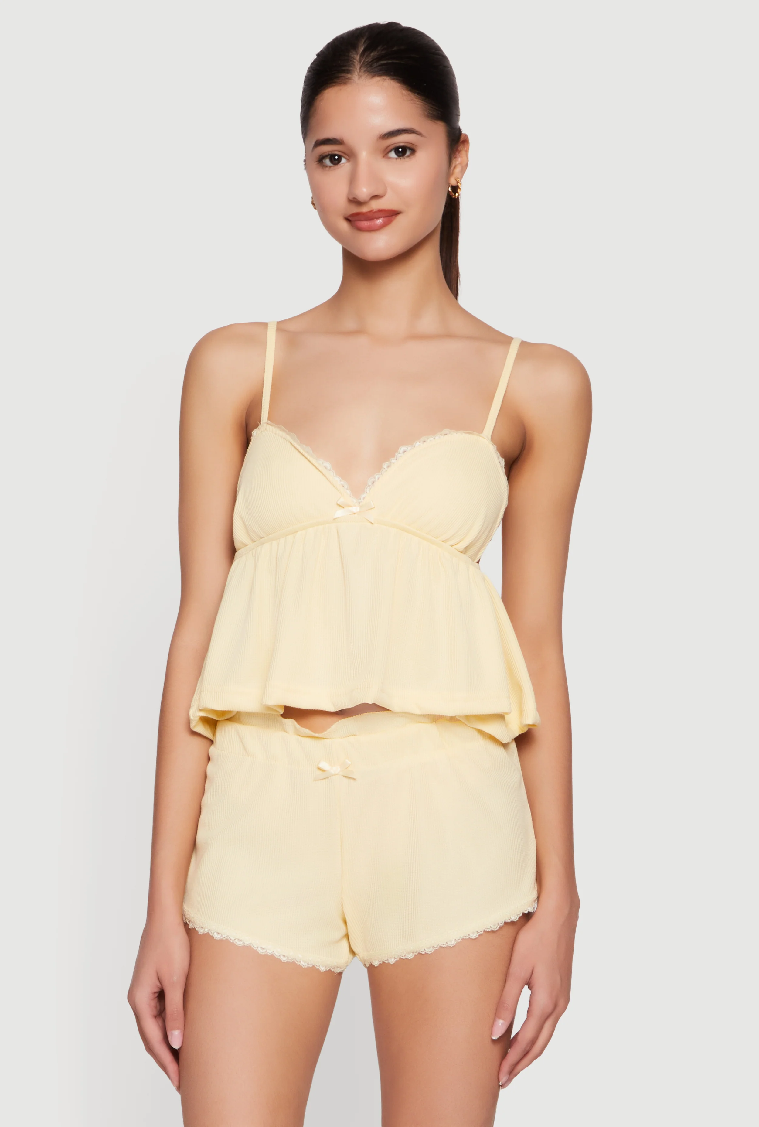 Waffle Knit Pajama Cami and Shorts Set