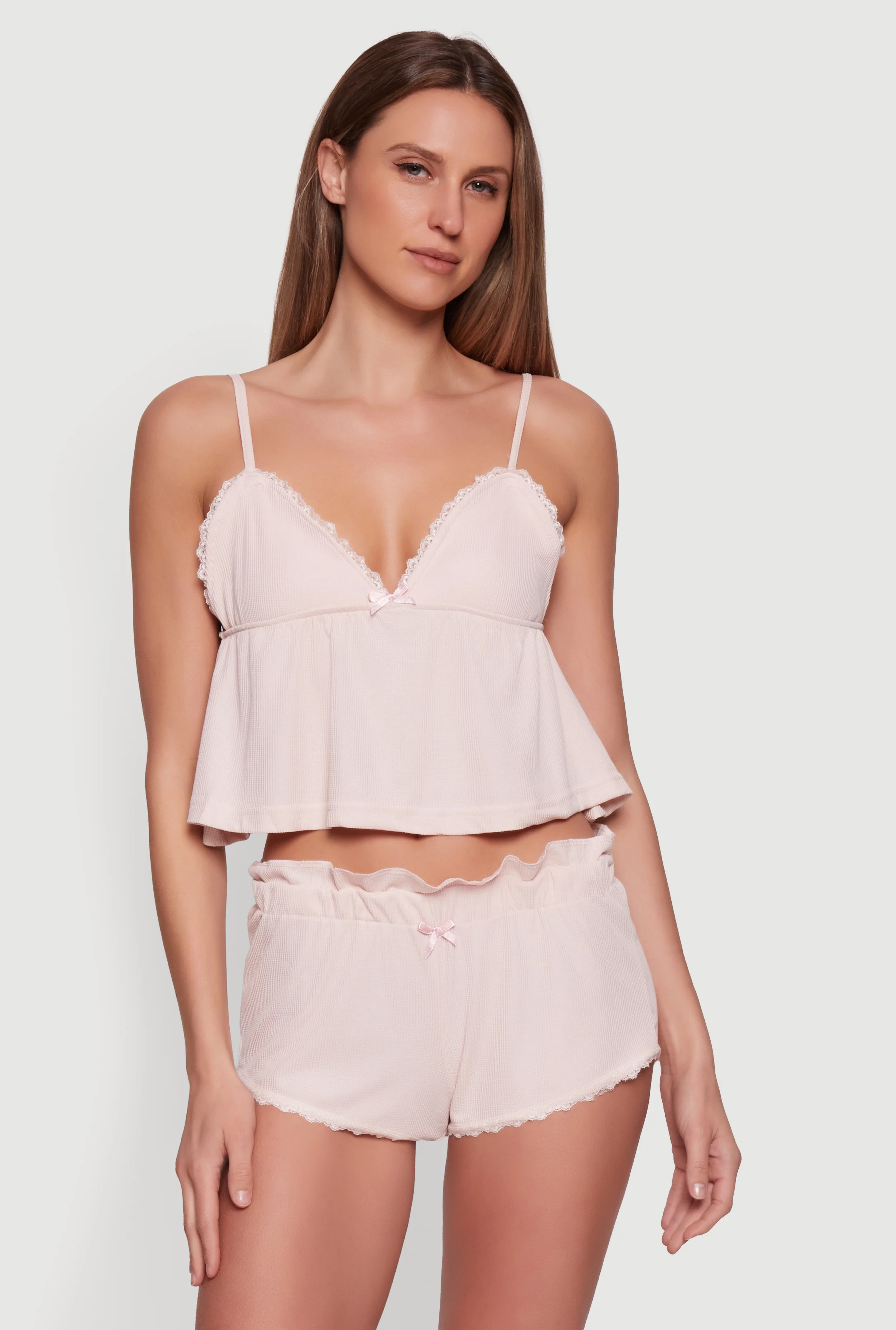 Waffle Knit Pajama Cami and Shorts Set