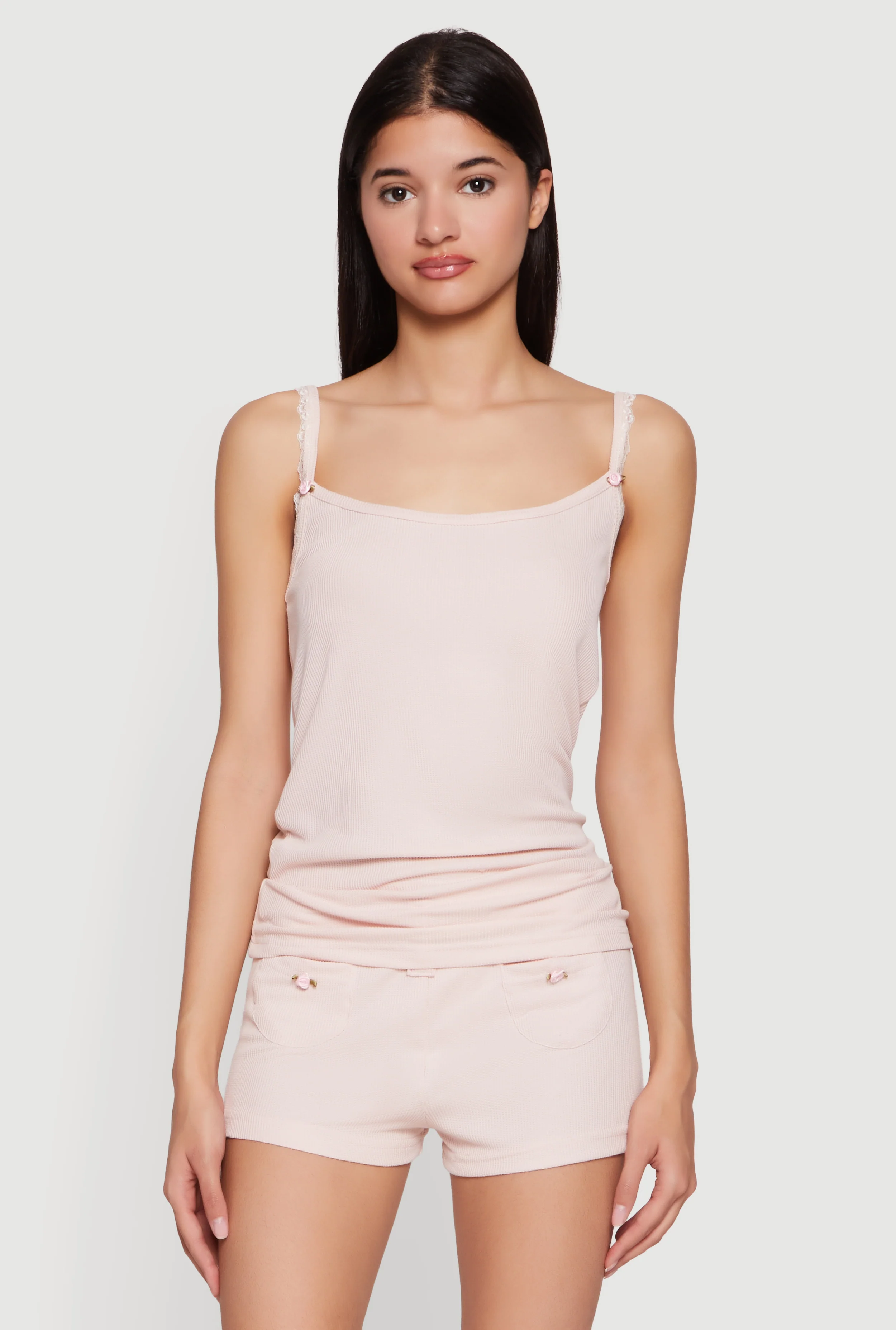 Waffle Knit Pajama Cami and Shorts Set