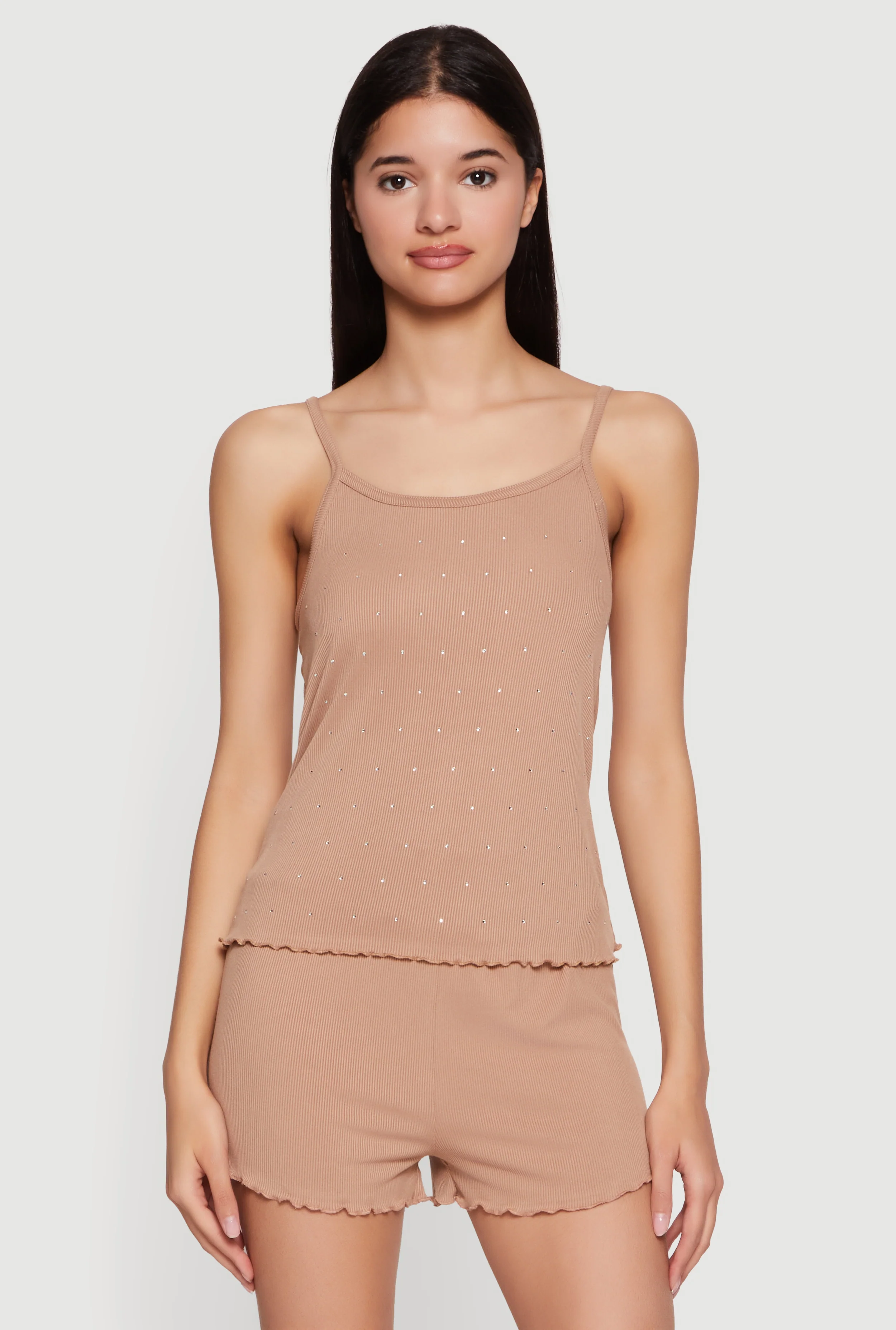 Rhinestone Studded Pajama Cami and Shorts Set