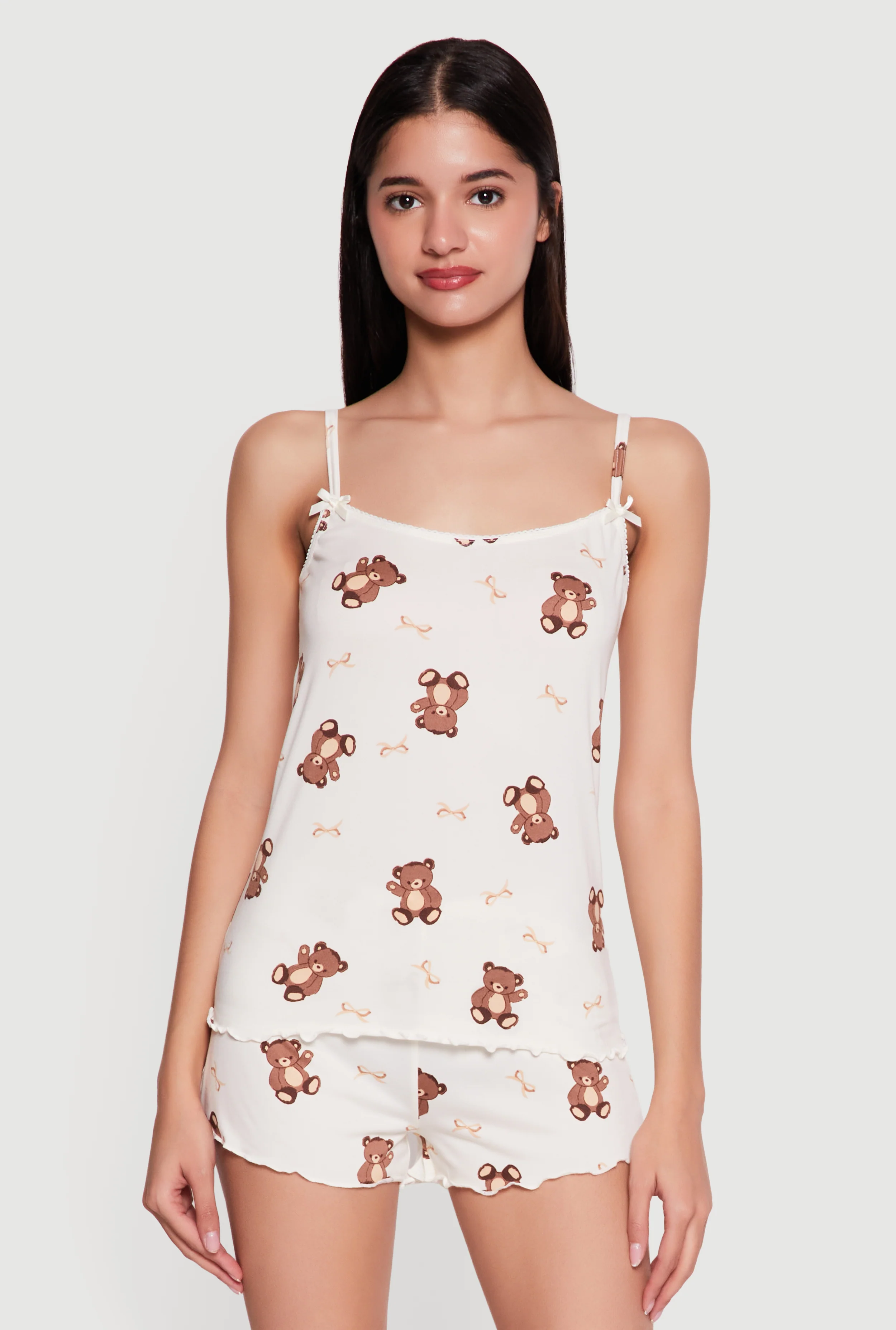 Teddy Bear Print Pajama Cami and Shorts Set