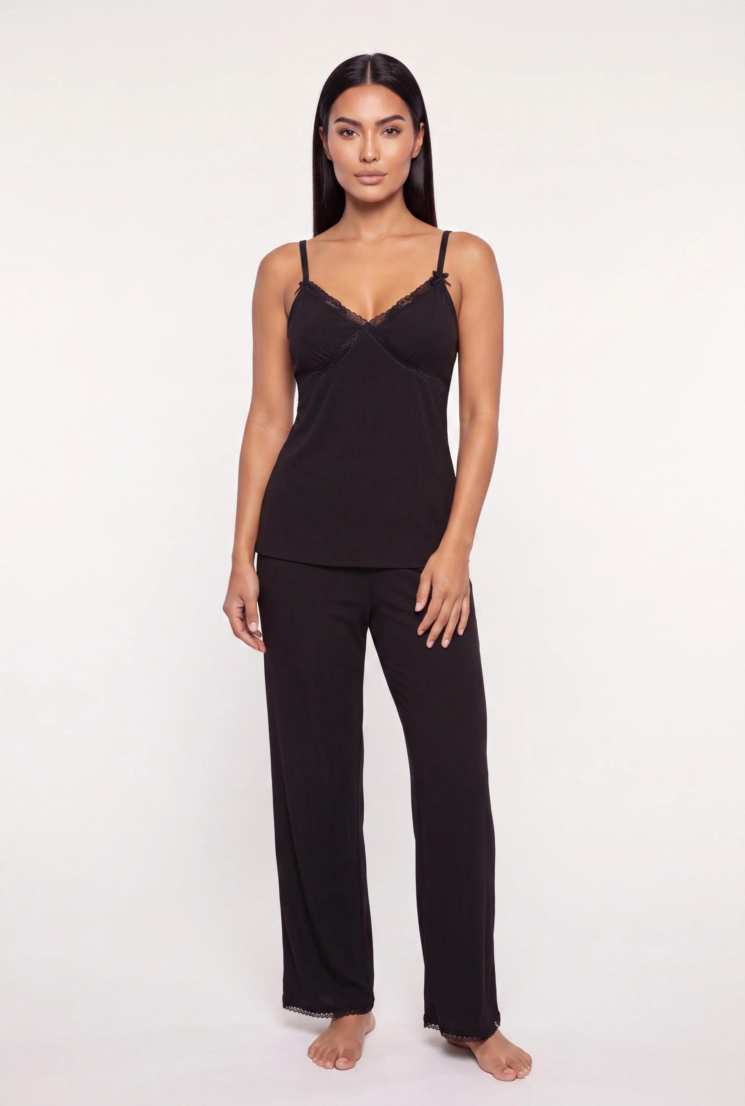 Bow Detail Pajama Cami and Lounge Pants
