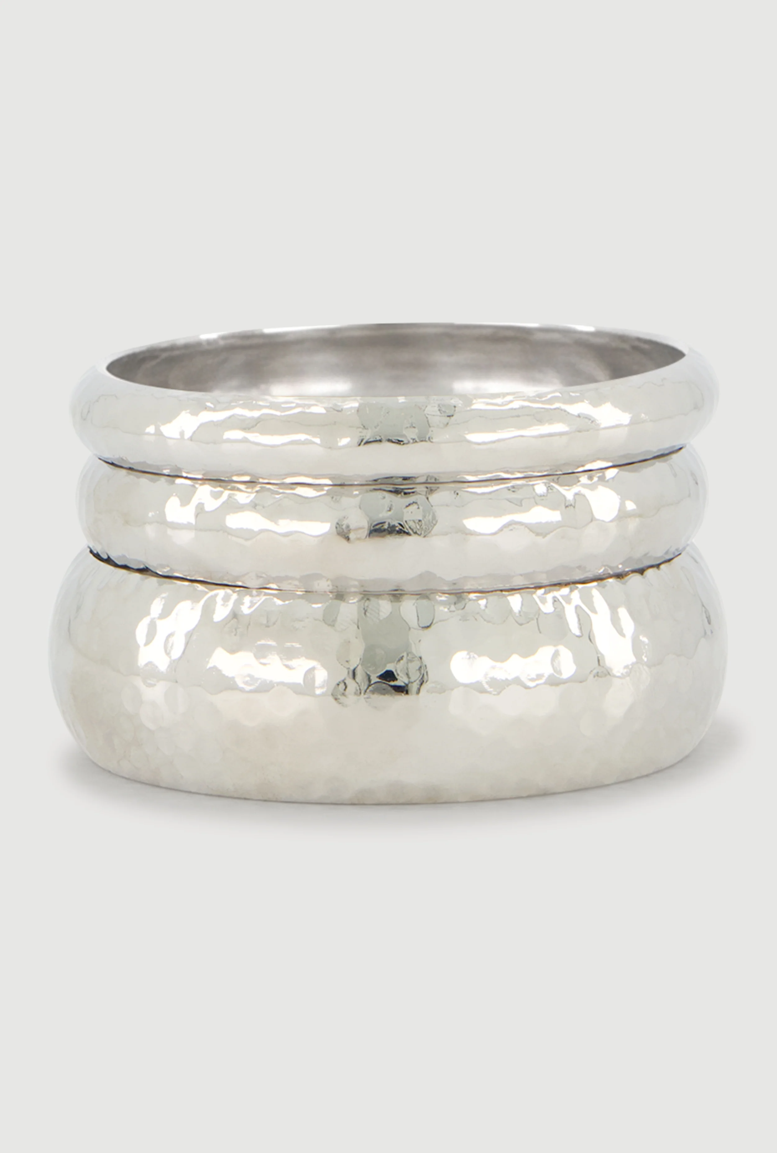 Metallic Hammered Bangle Bracelet 3 Piece Set