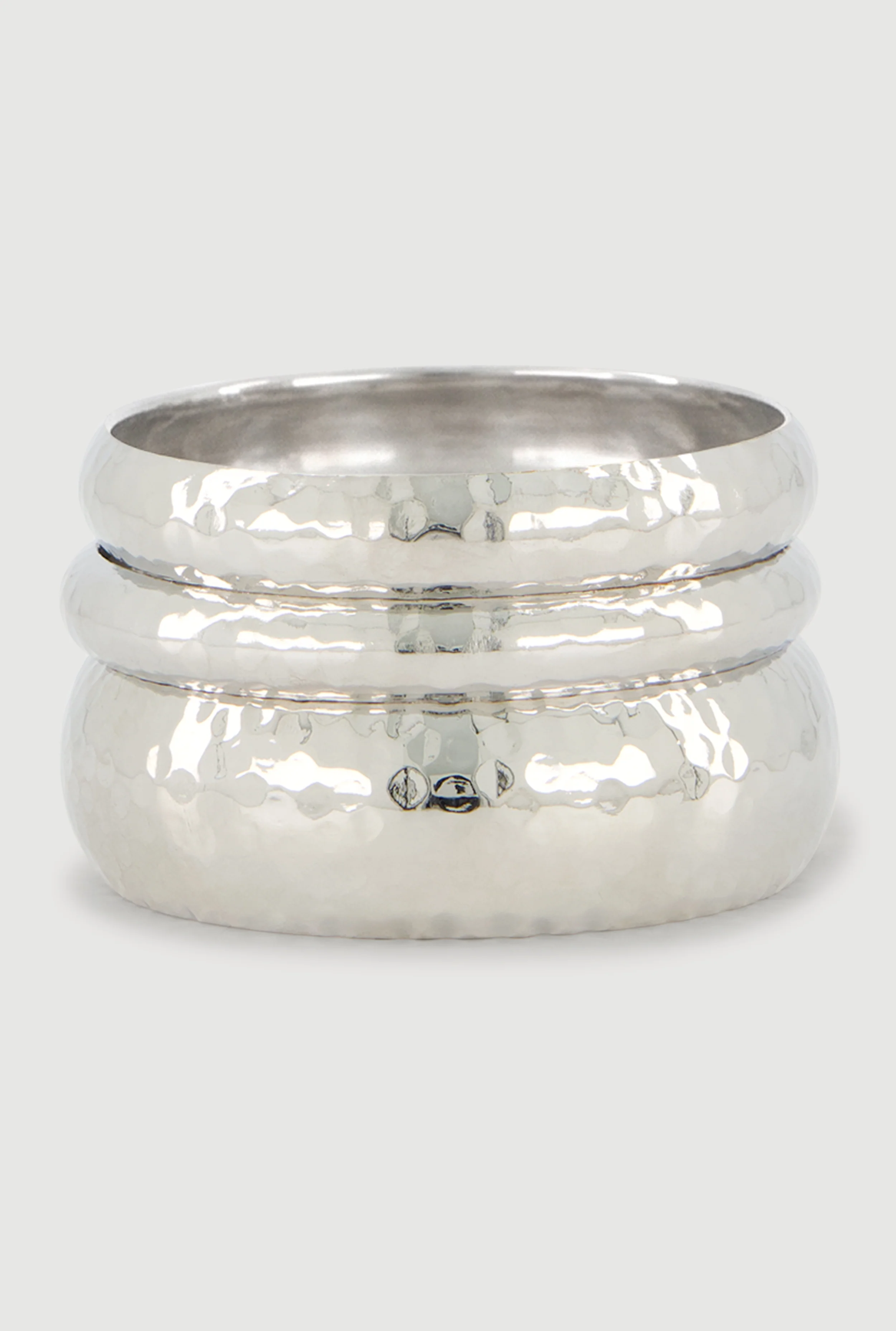 Metallic Textured Hammered Bangle Bracelet 3 Piece Set