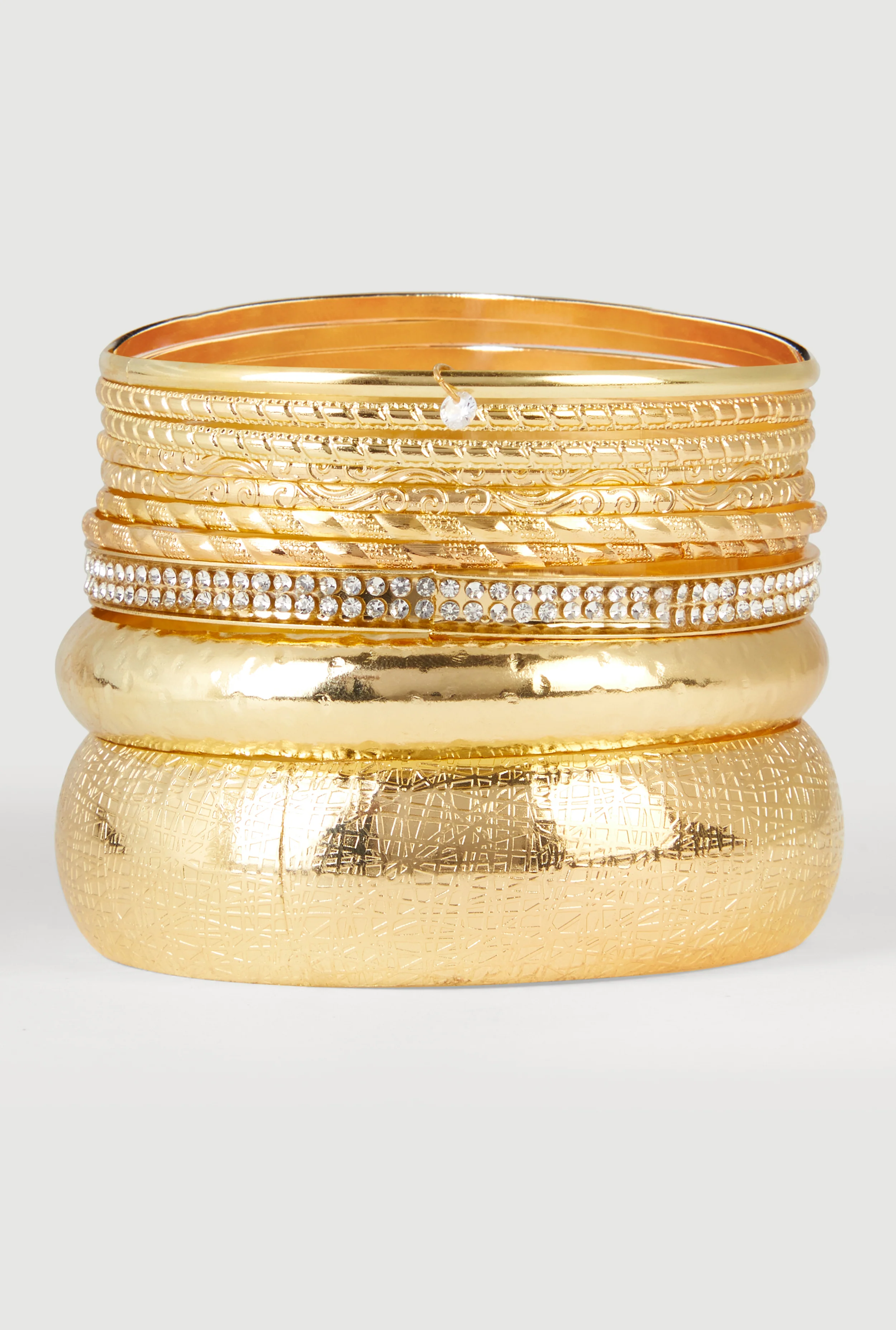 Assorted Textured Bangles Set of 10