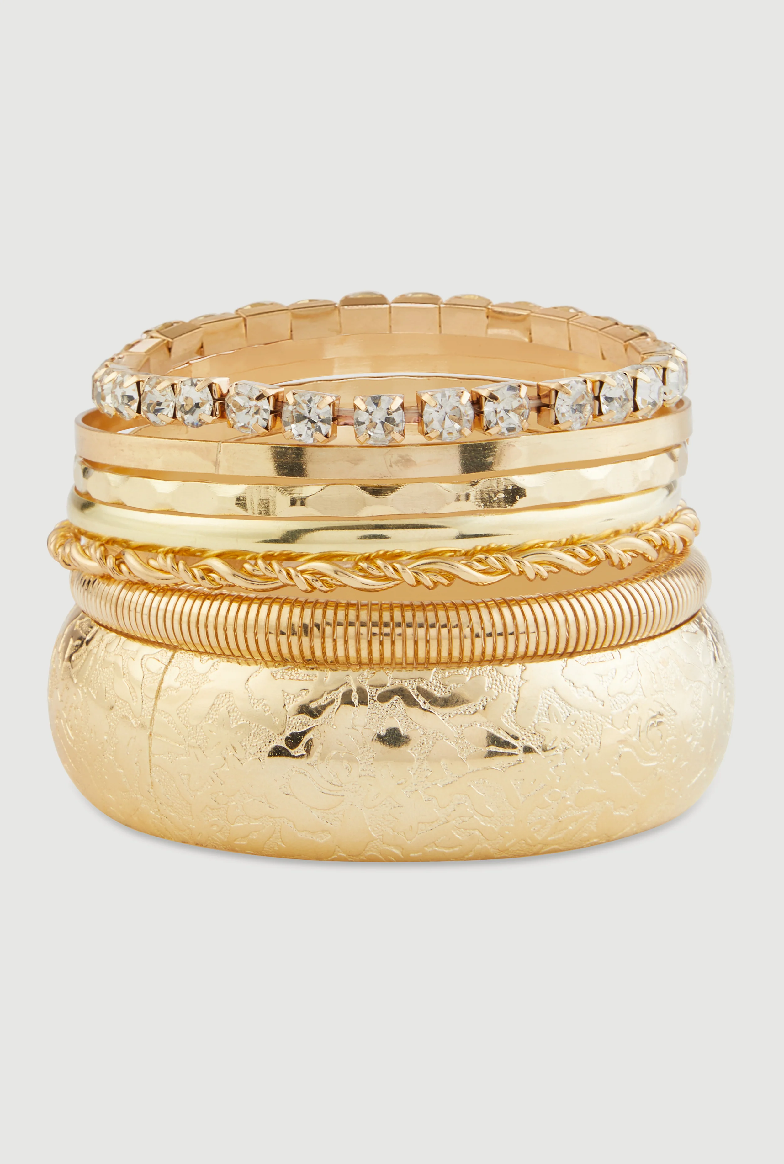 Assorted Metallic Stretch Bracelets and Bangles Set of 7