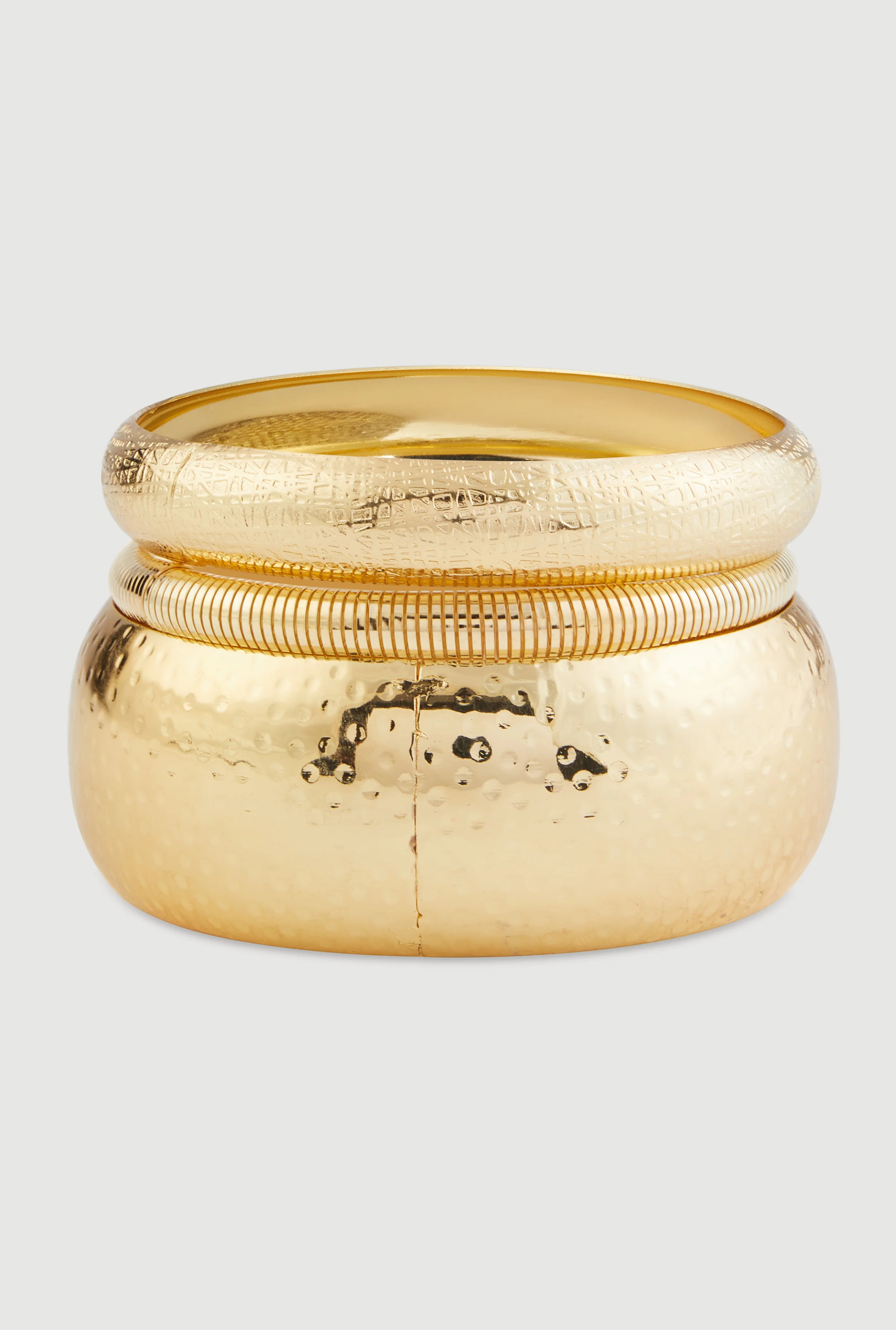 Assorted Metallic Bangles and Stretch Bracelet Set of 3