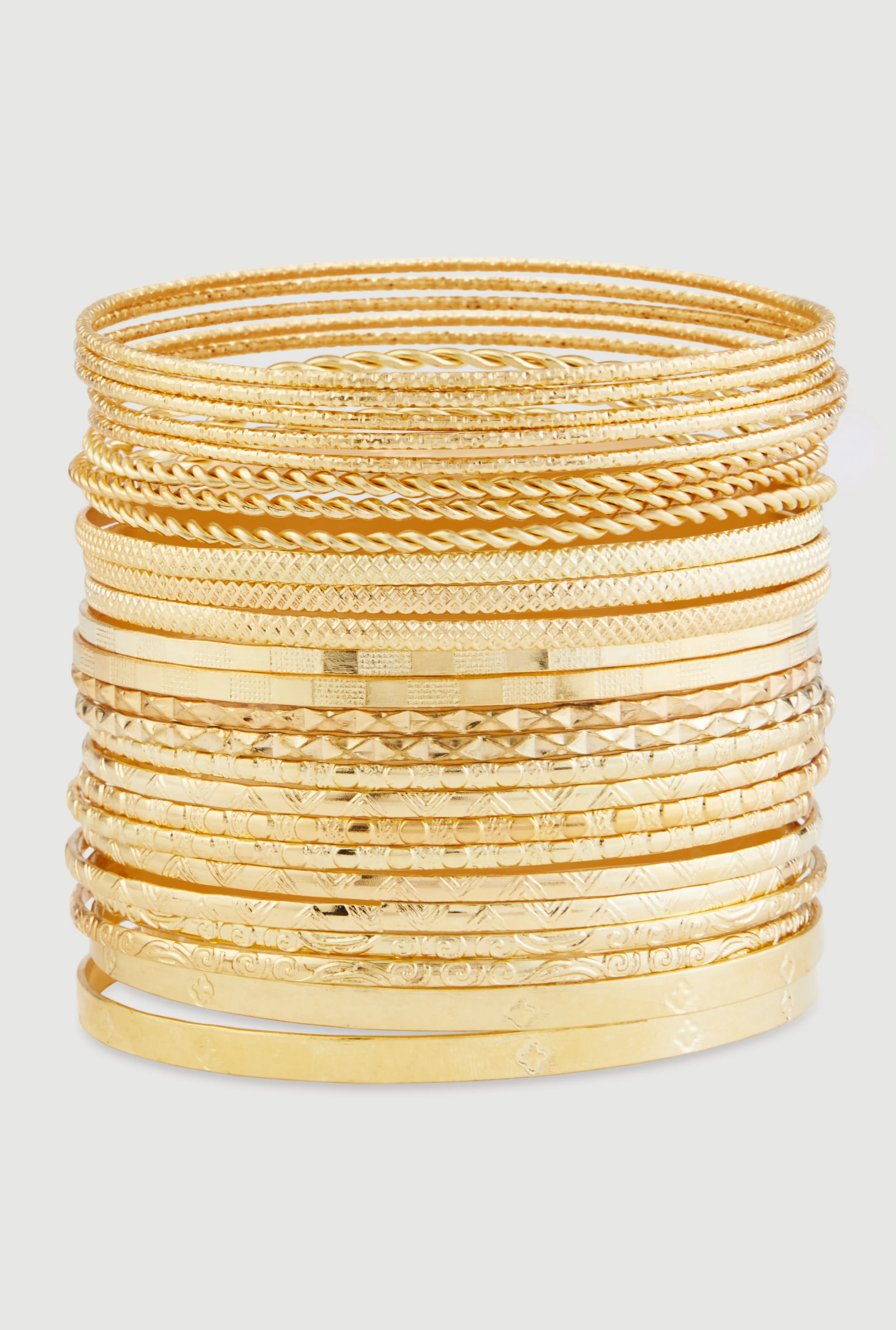 Assorted Metallic Textured Bangles Set of 25