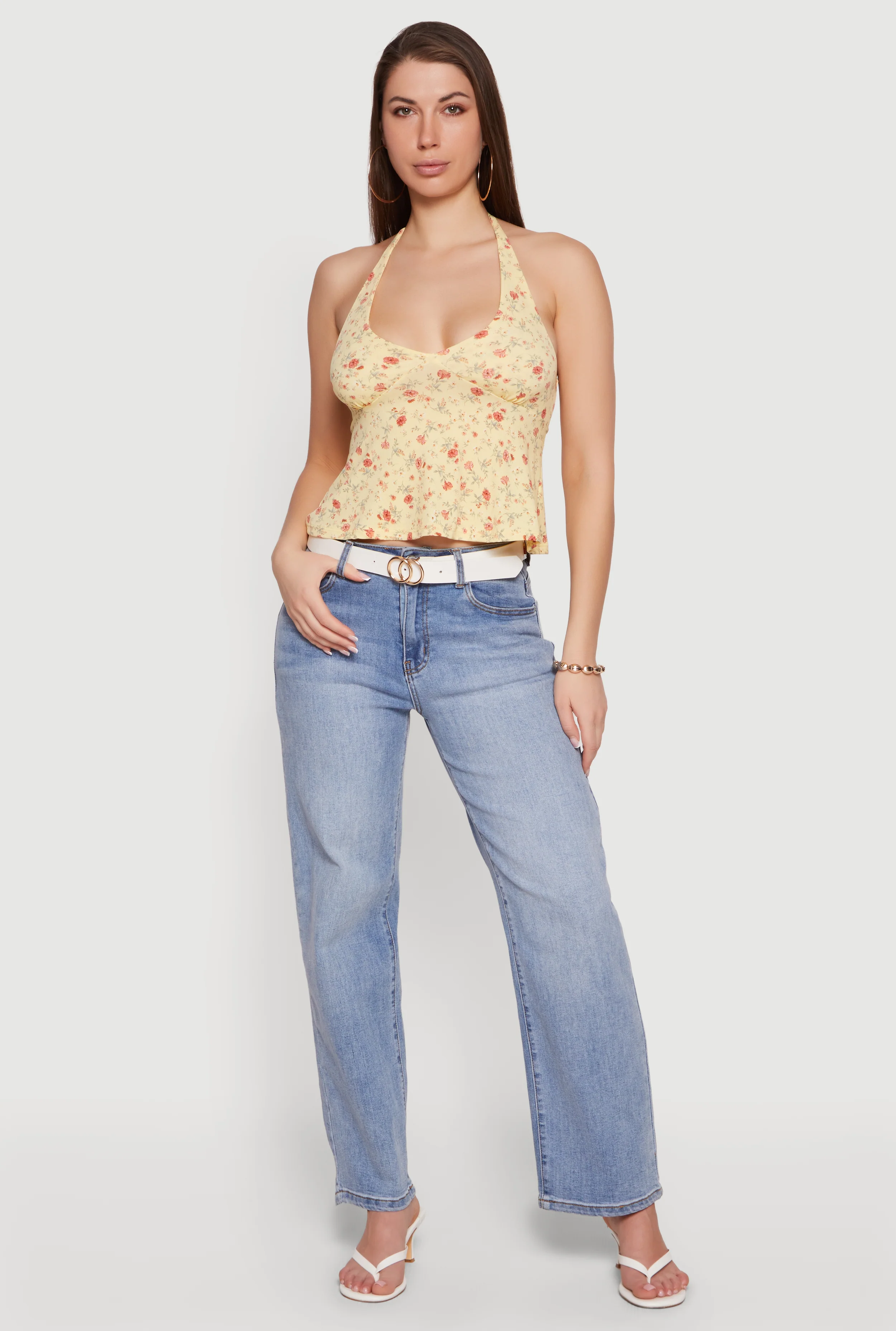 Floral Cropped Halter Top