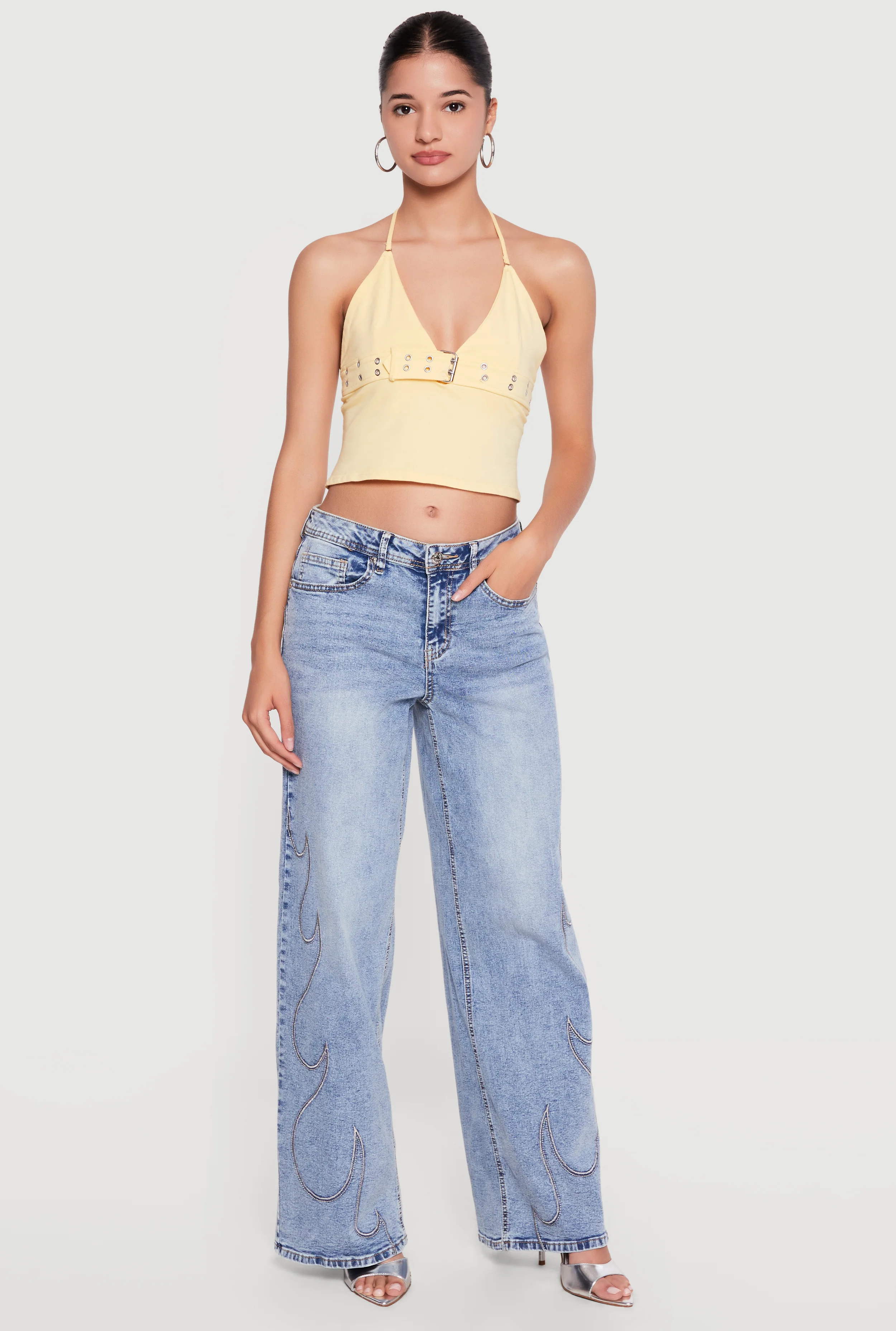 Grommet Belted Front Halter Top