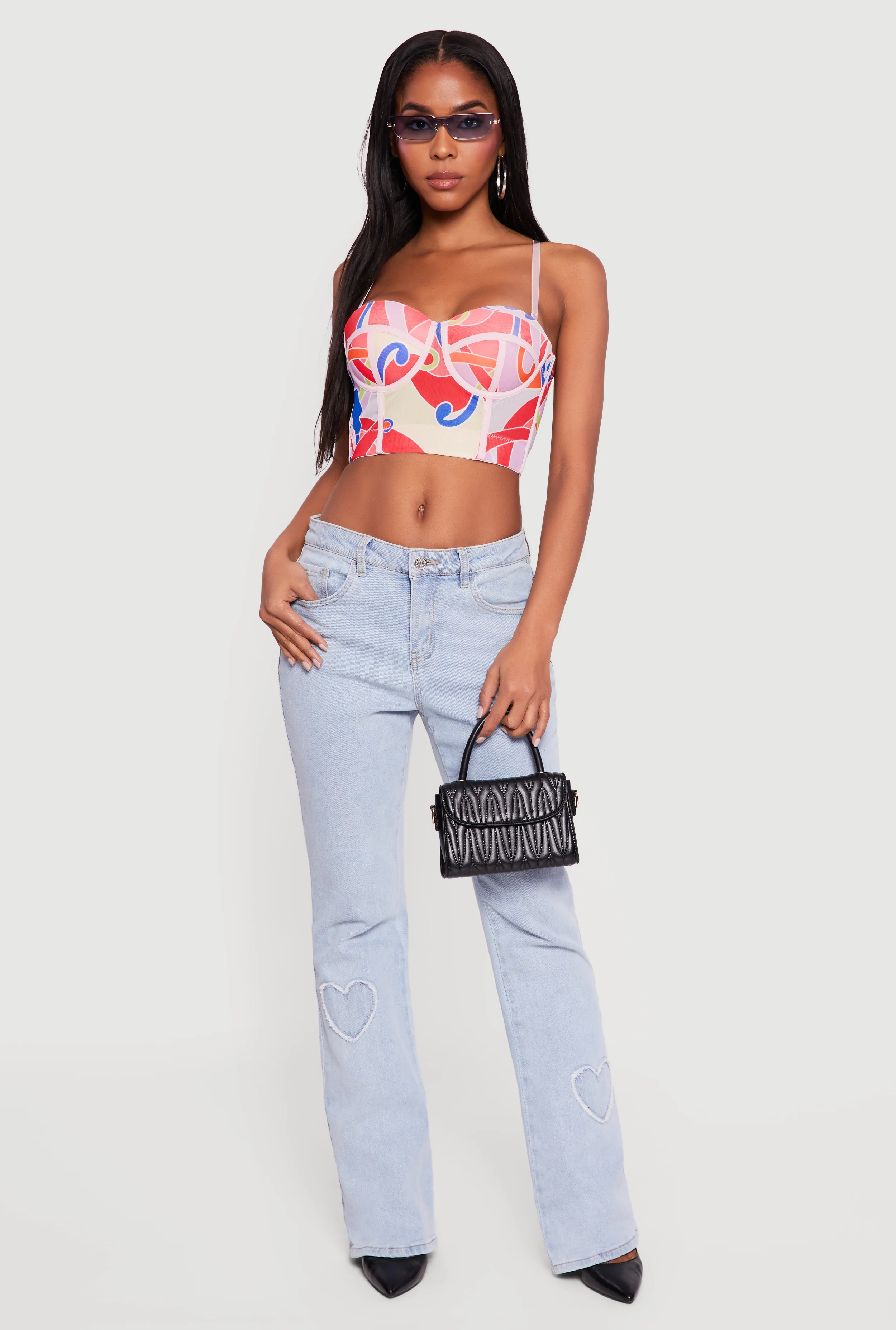 Abstract Print Convertible Bustier Top