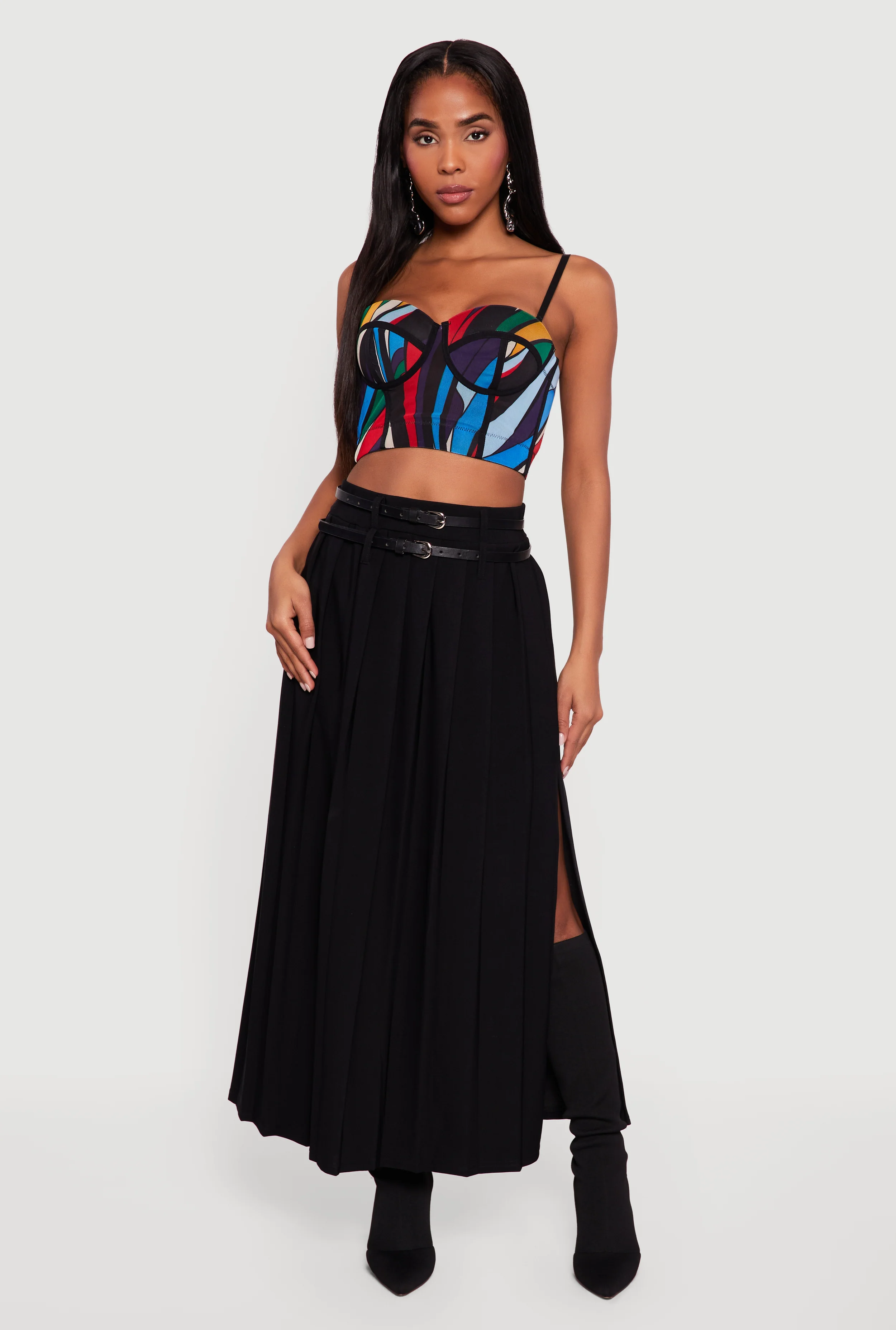 Abstract Print Convertible Bustier Top
