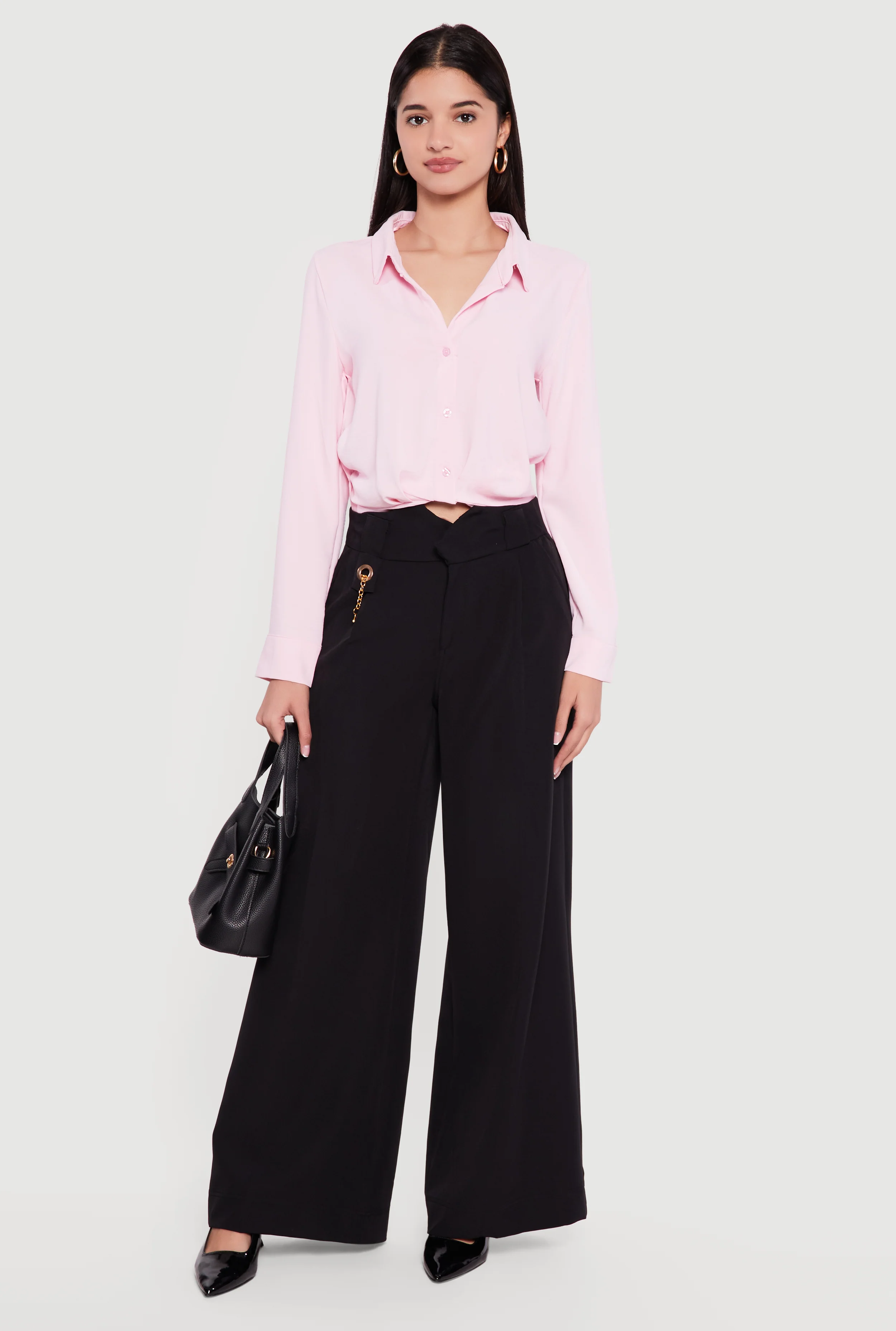 Crepe Knit Cropped Button Front Shirt