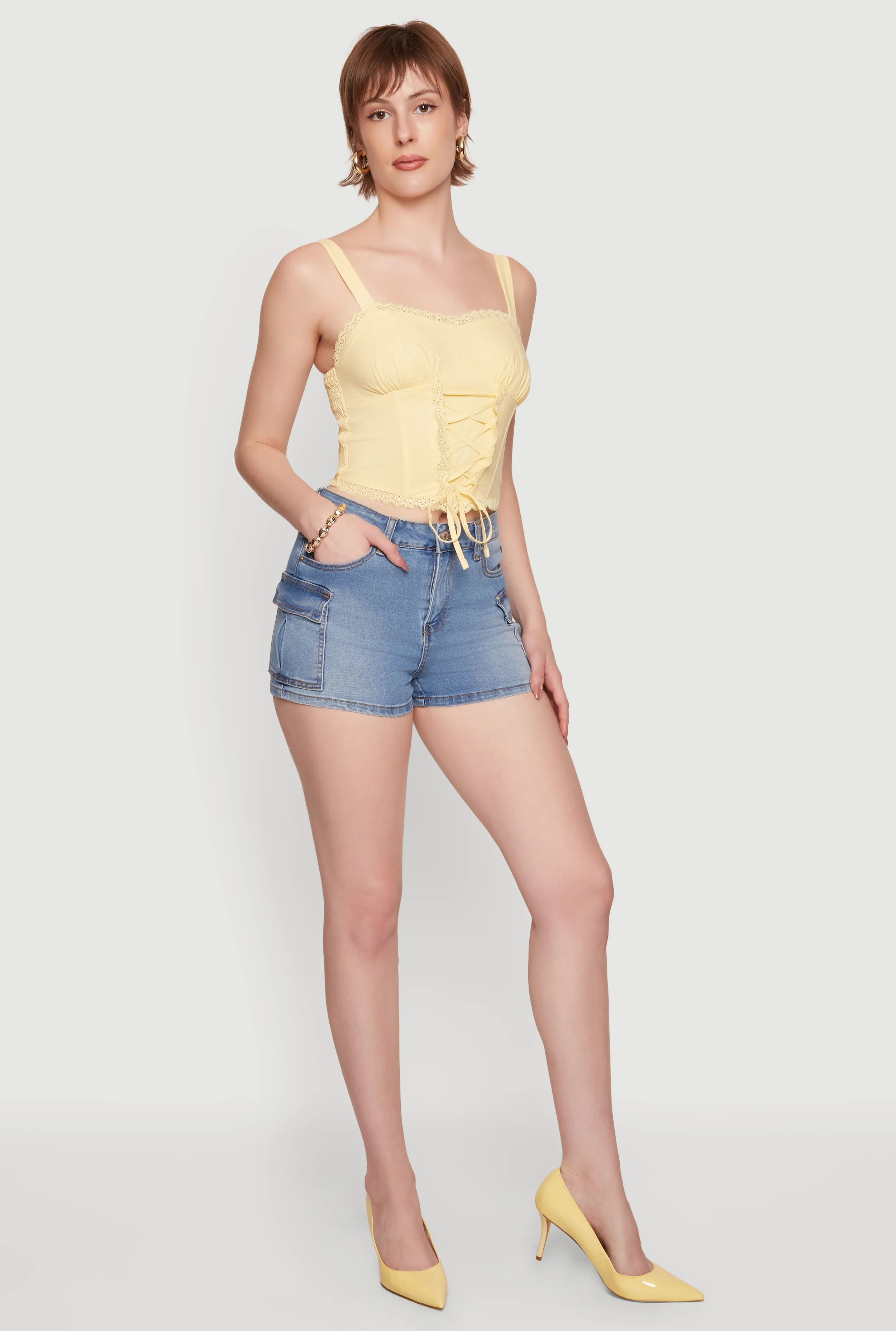 Lace Up Front Bustier Top