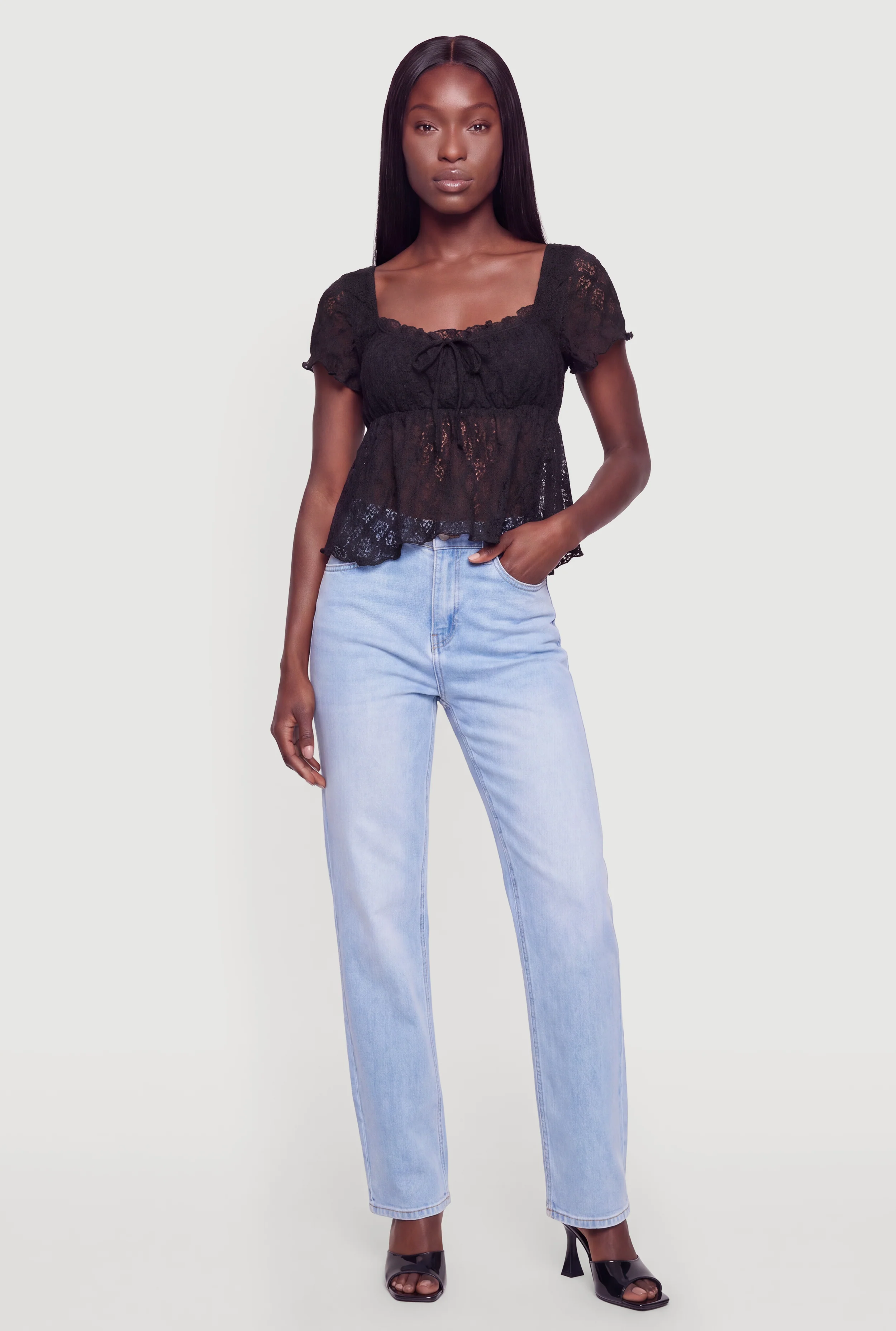 Lettuce Edge Lace Babydoll Top