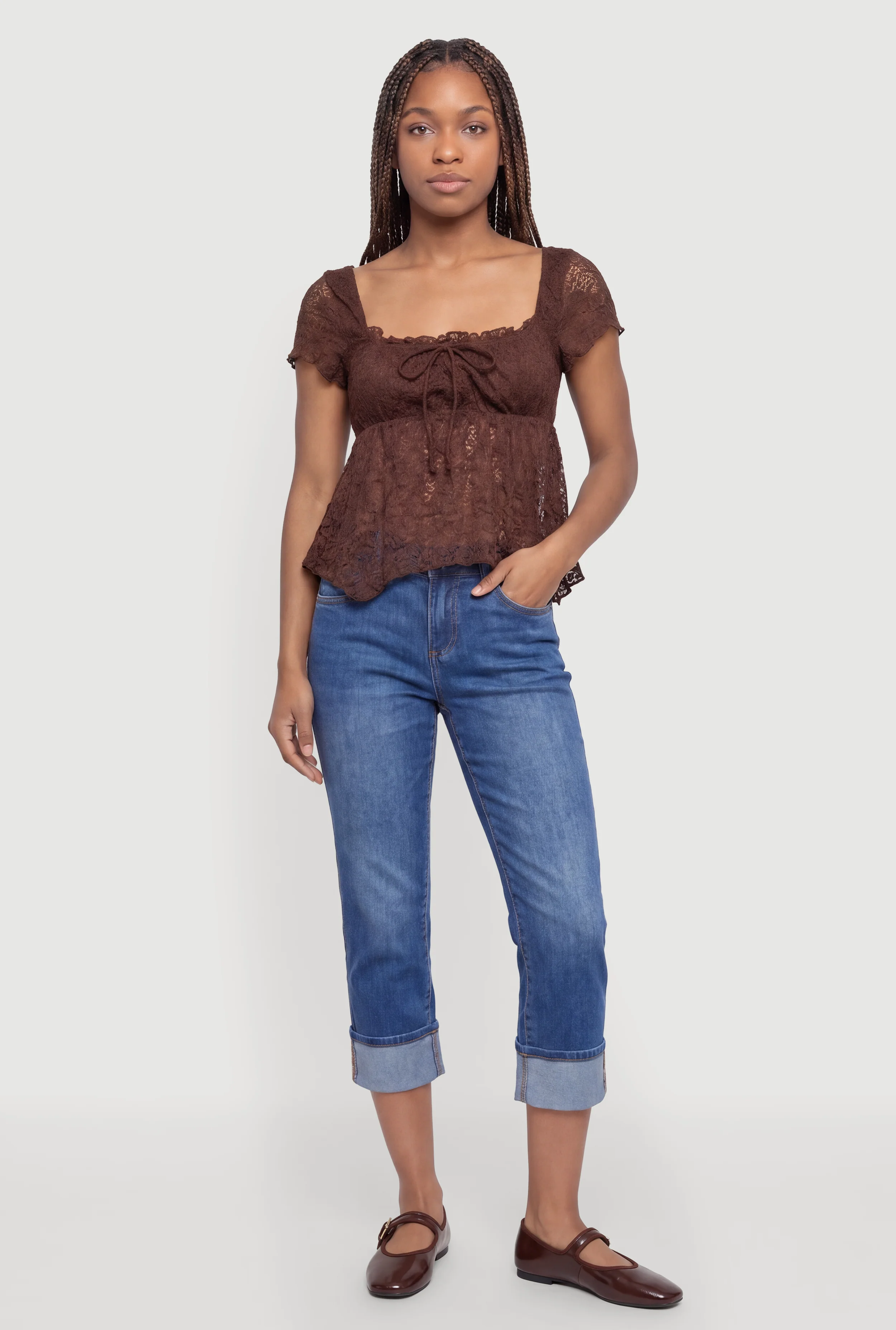 Lettuce Edge Lace Babydoll Top