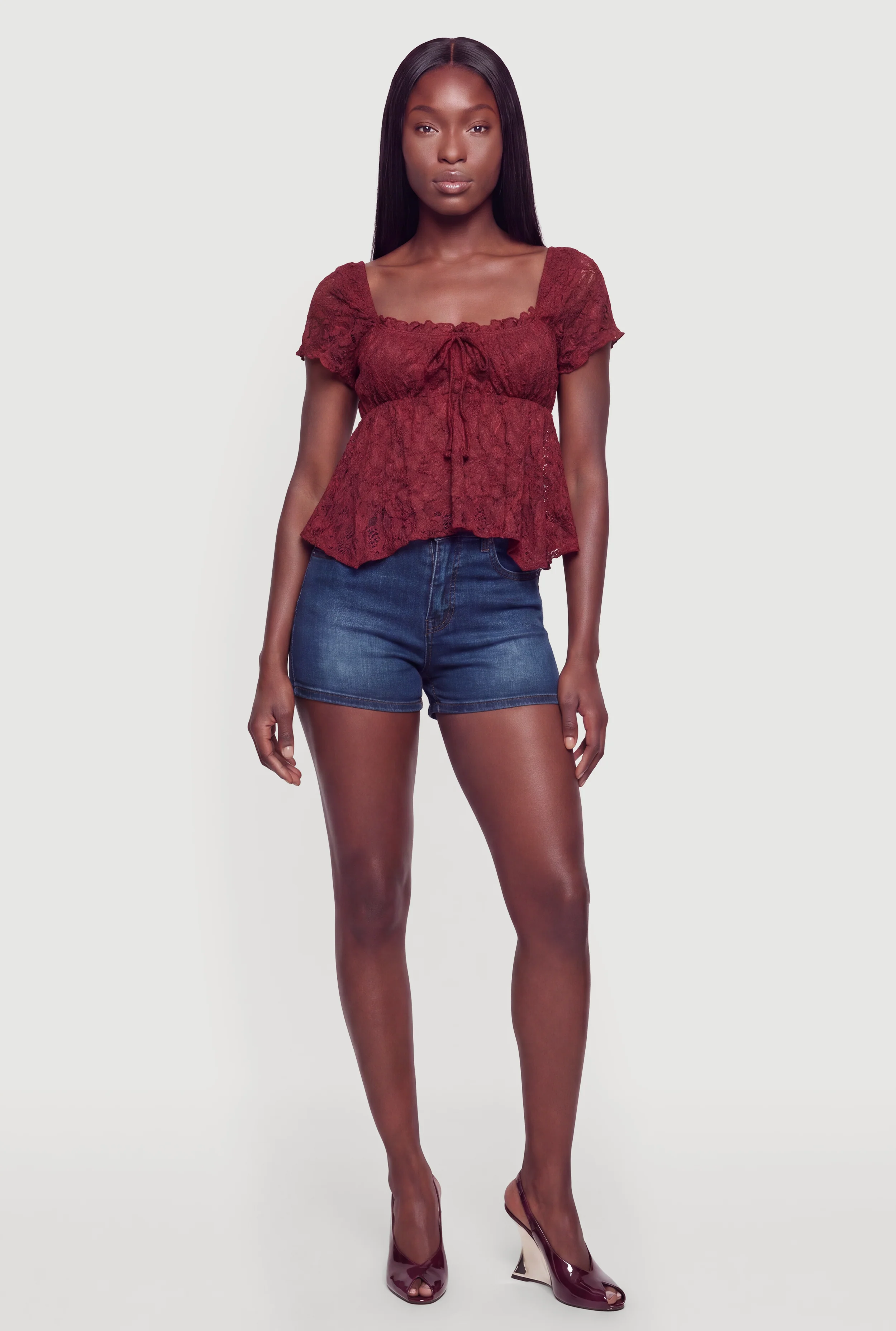 Lettuce Edge Lace Babydoll Top