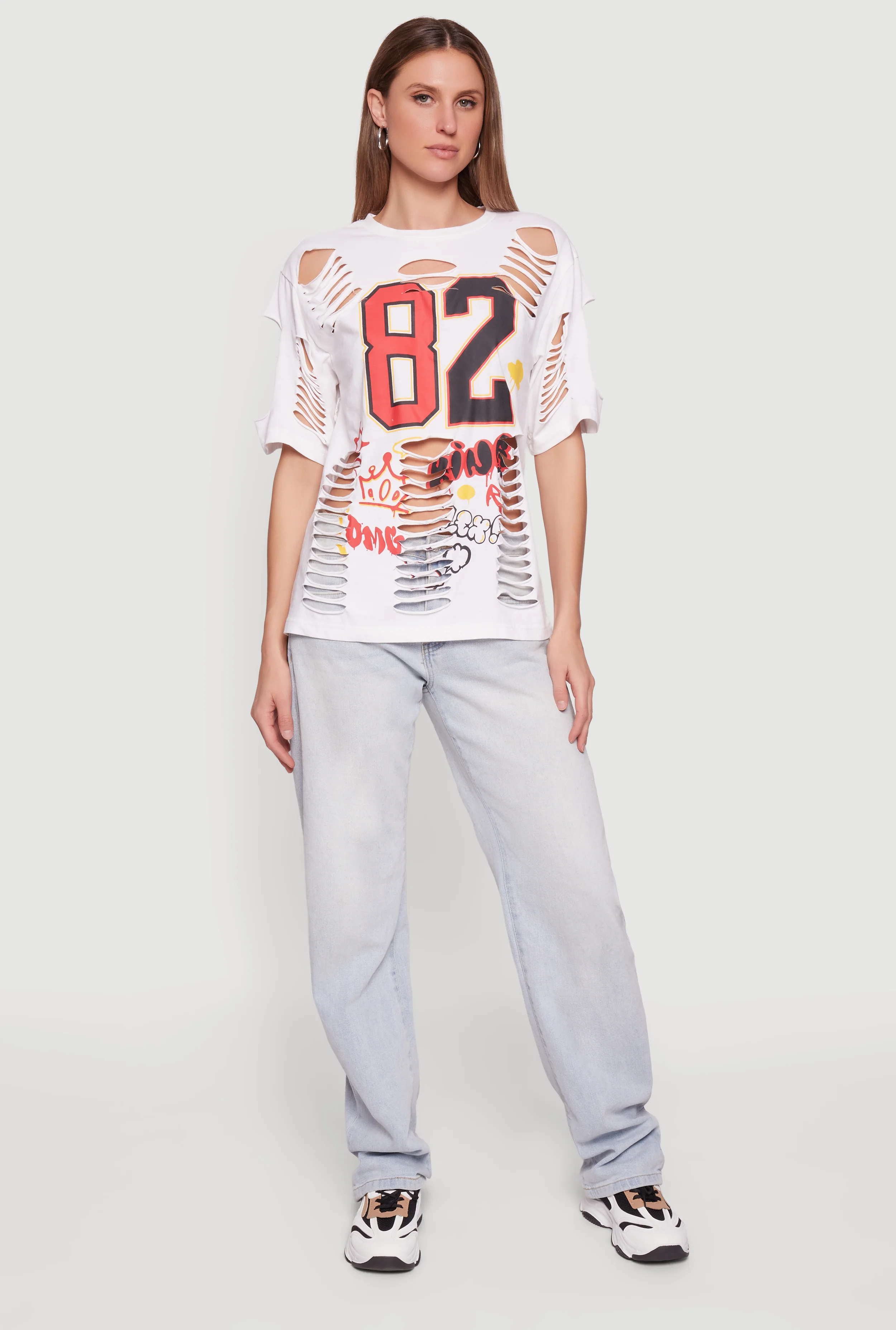 Laser Cut Graffiti Graphic Tunic Tee