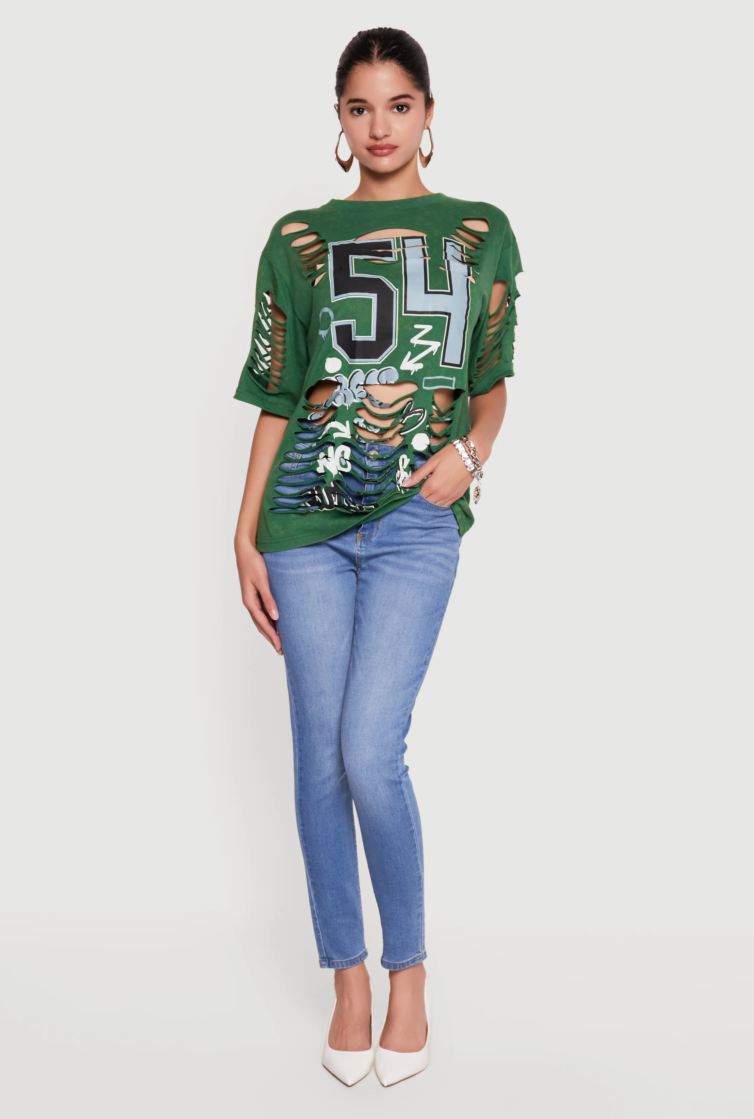 Laser Cut Graffiti Graphic Tunic Tee