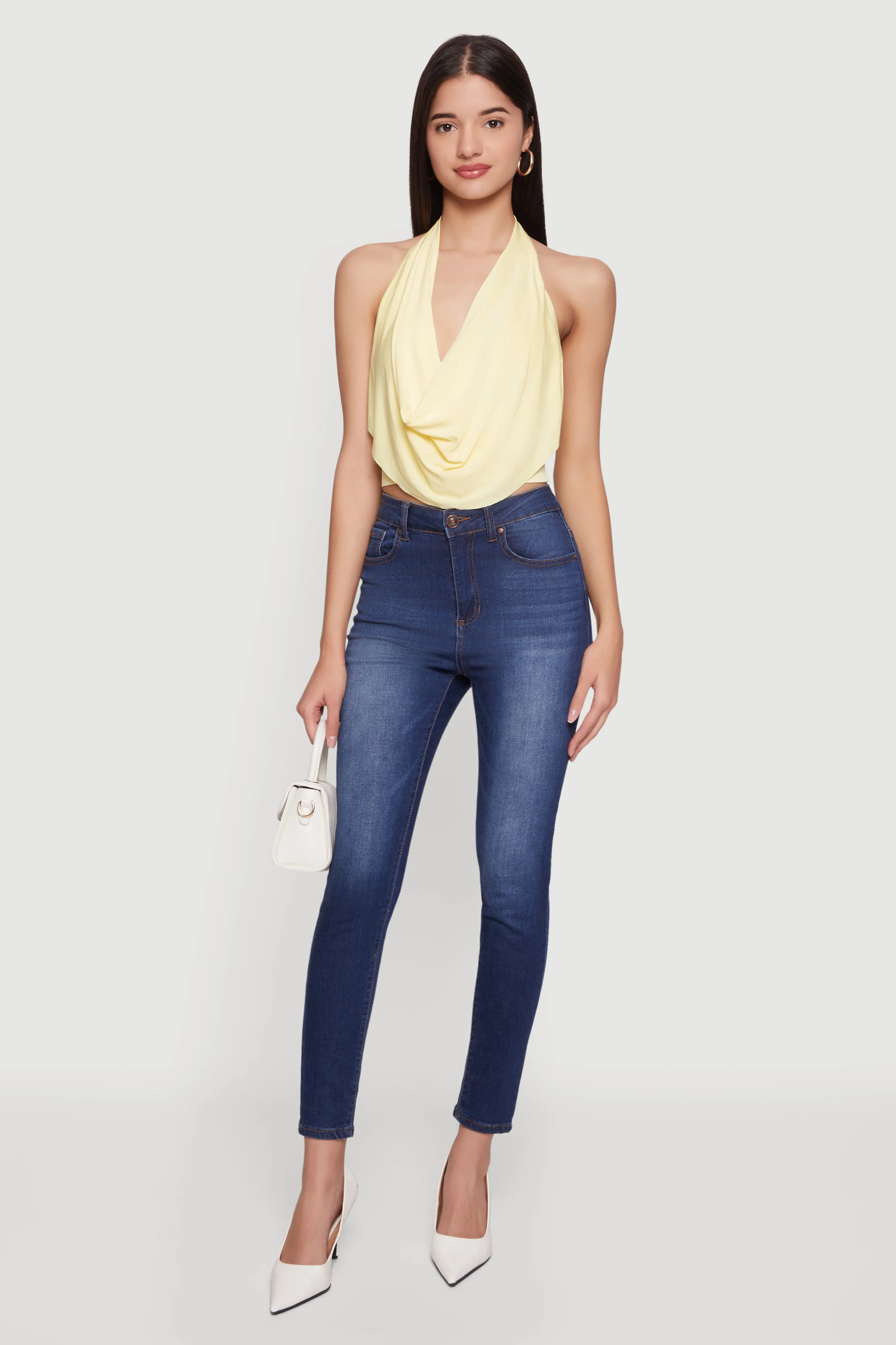 Cowl Neck Halter Crop Top