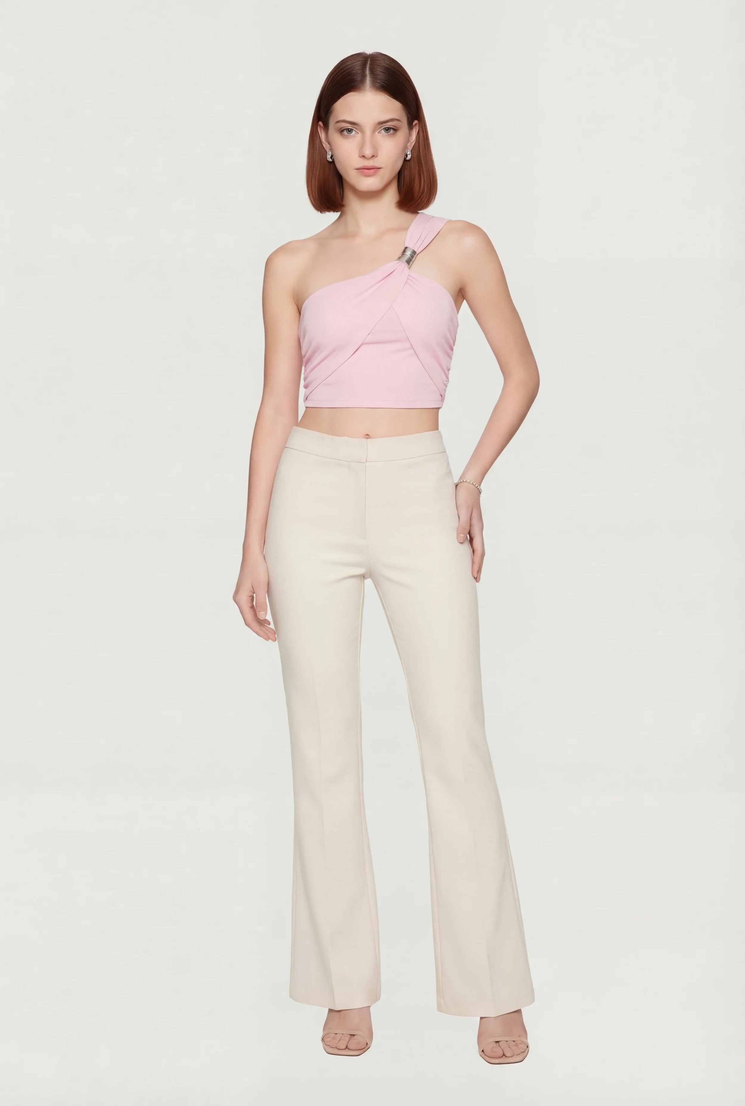 Metallic Detail Side Ruched Crop Top