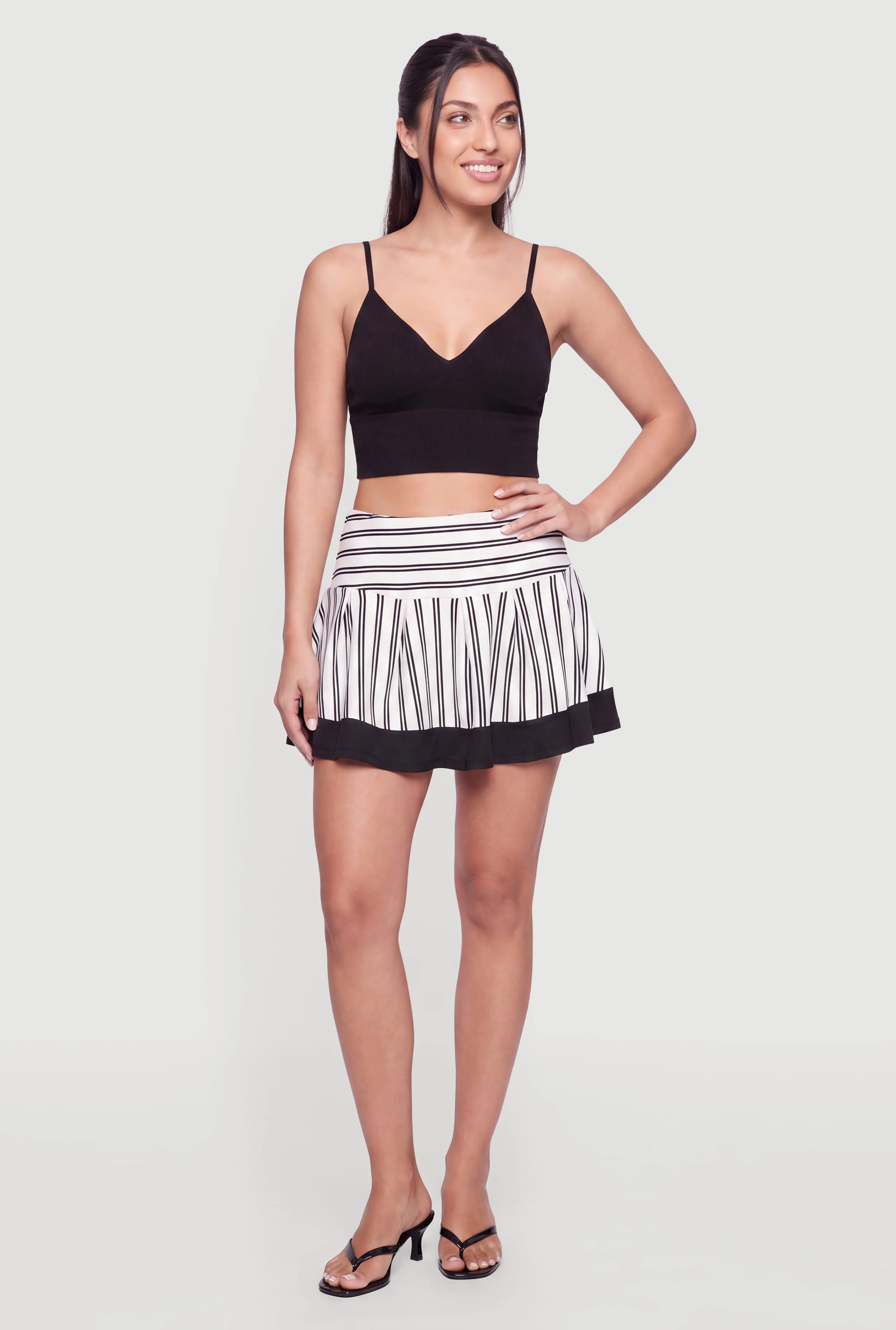 Seamless Ribbed Knit V-Neck Cropped Cami