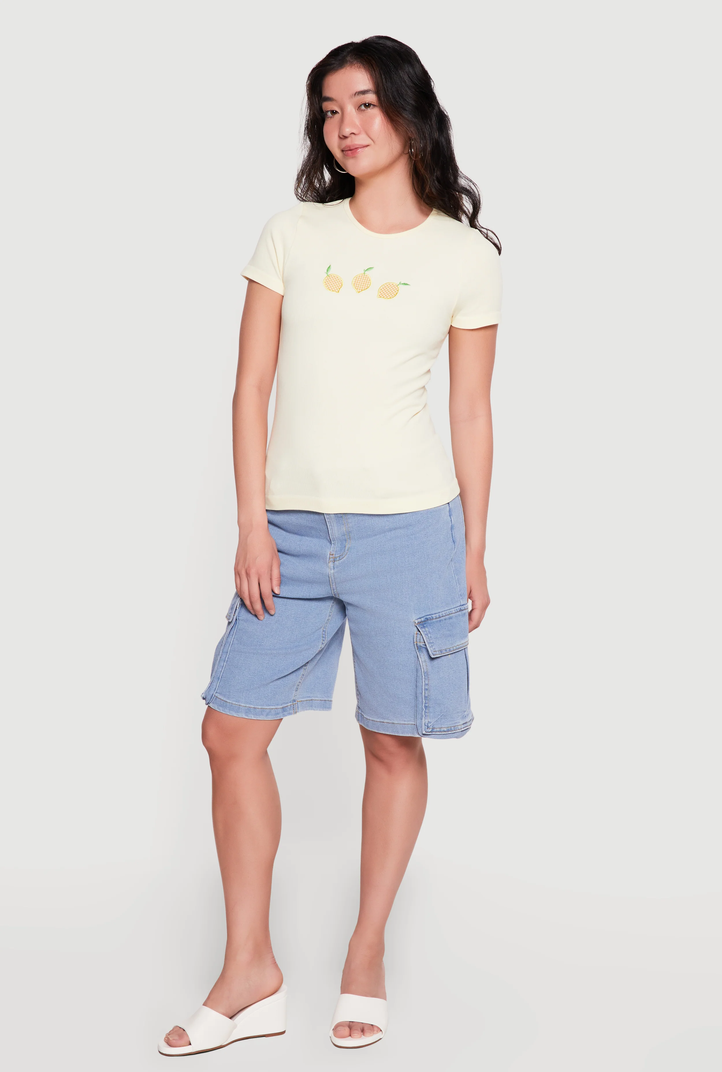 Seamless Compression Rib Knit Fruit Graphic Tee