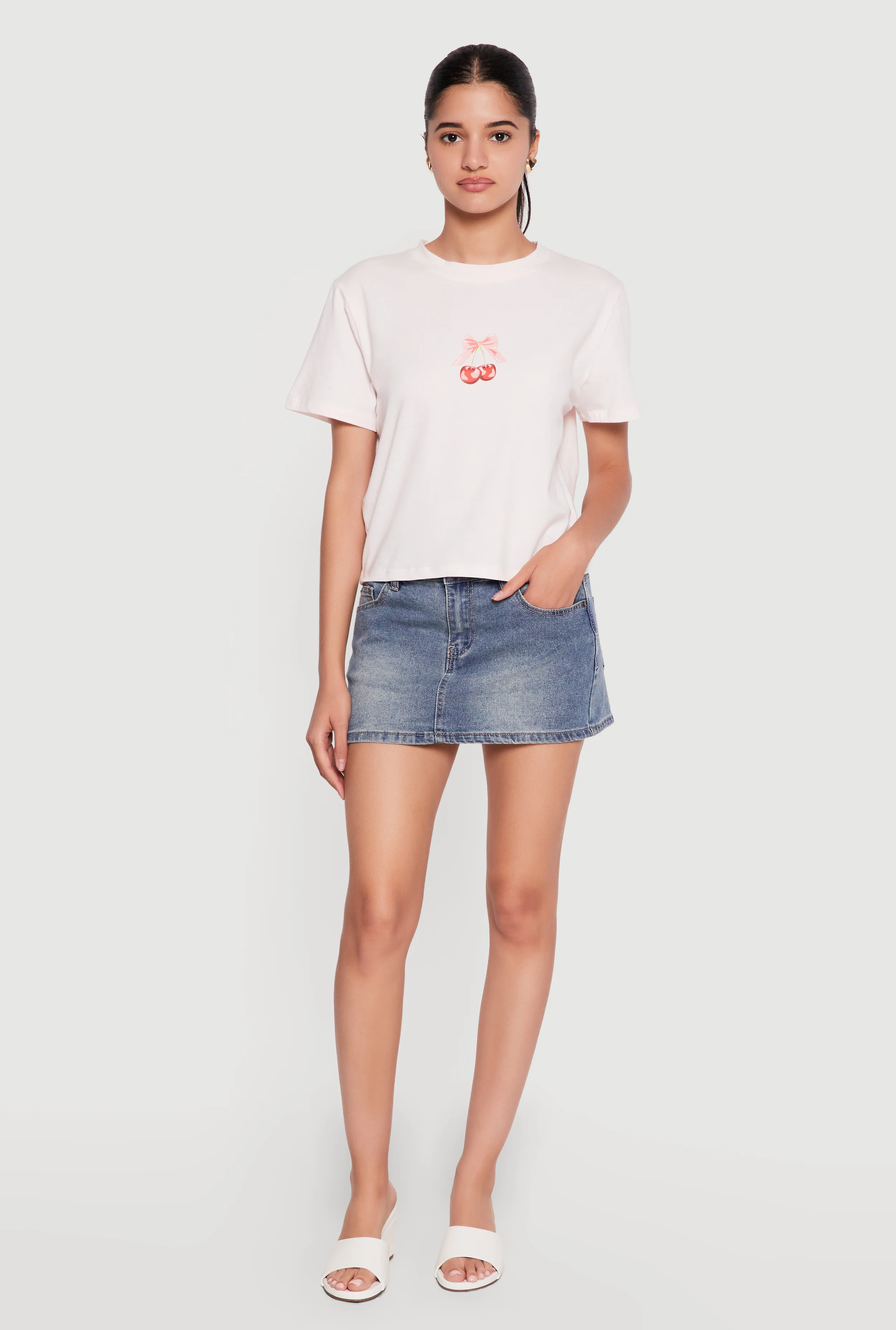 Cherry Bow Graphic Short Sleeve Tee