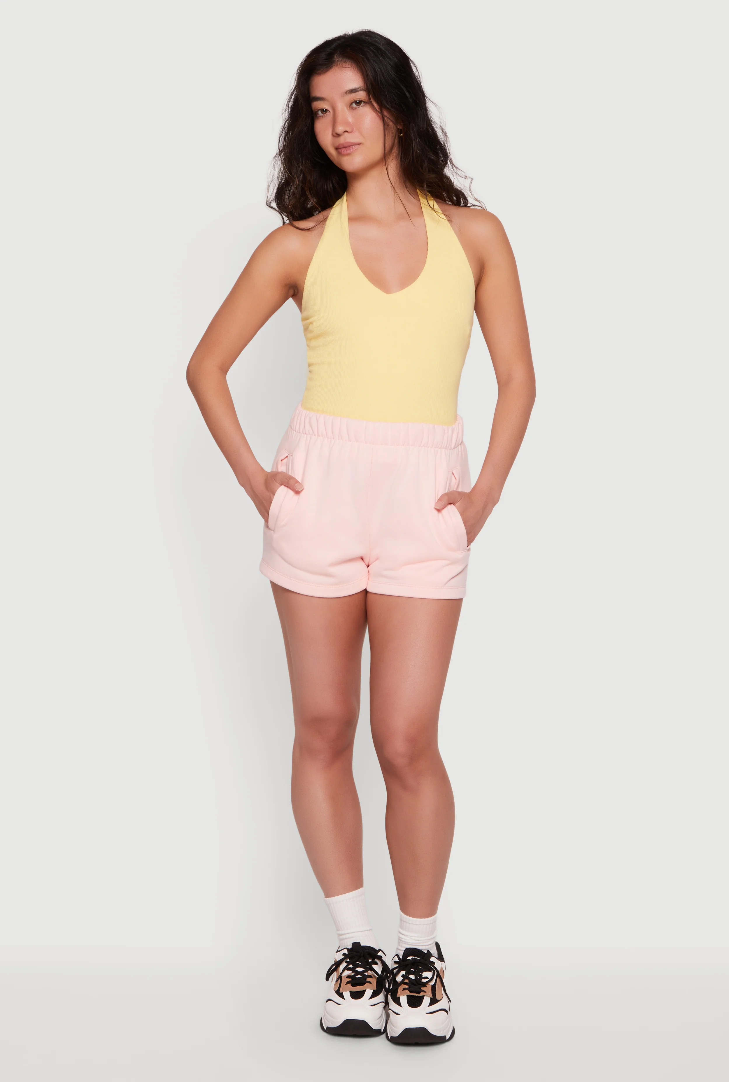 Ribbed Knit Open Back Halter Top