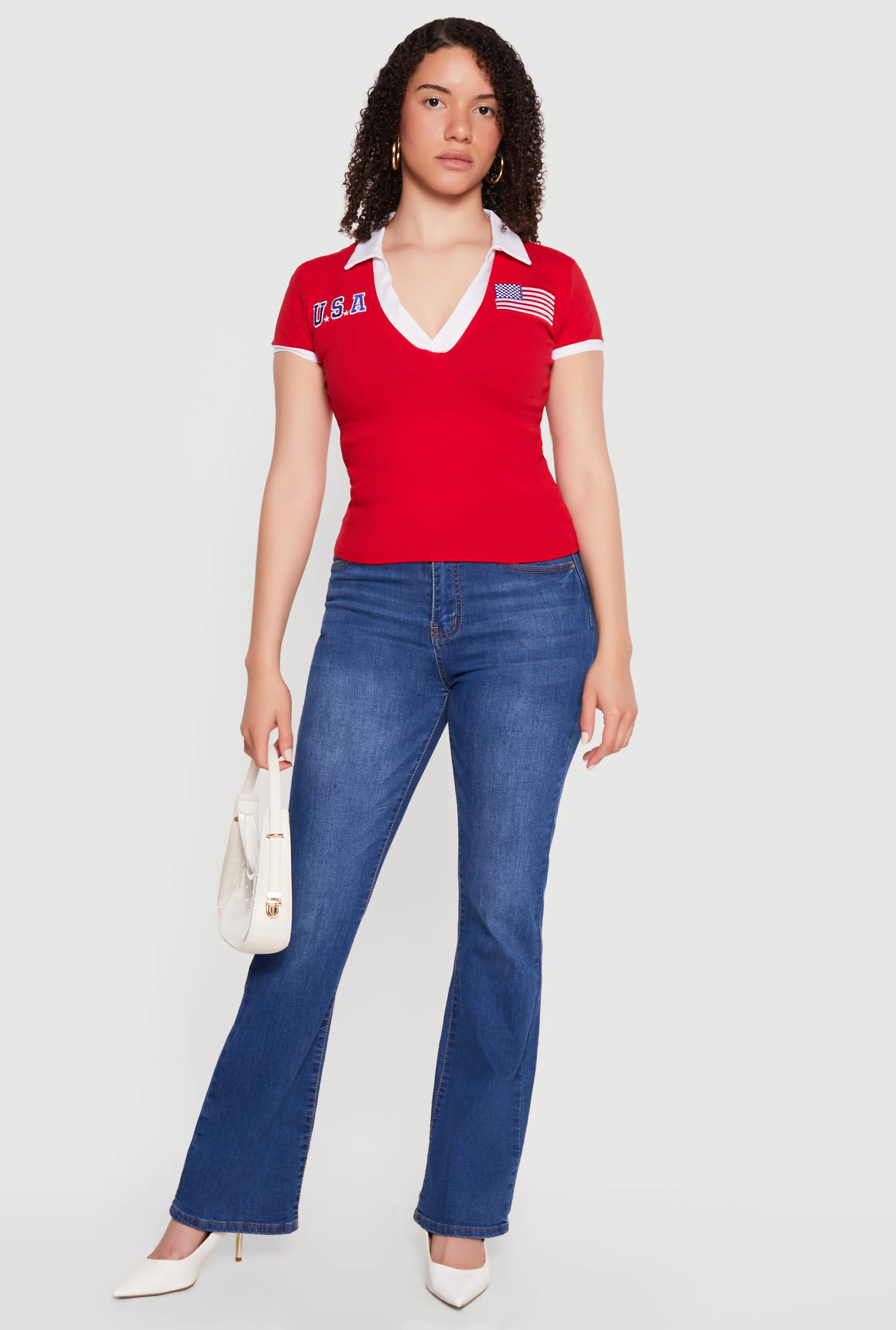 Contrast Trim Patch Graphic Polo Top
