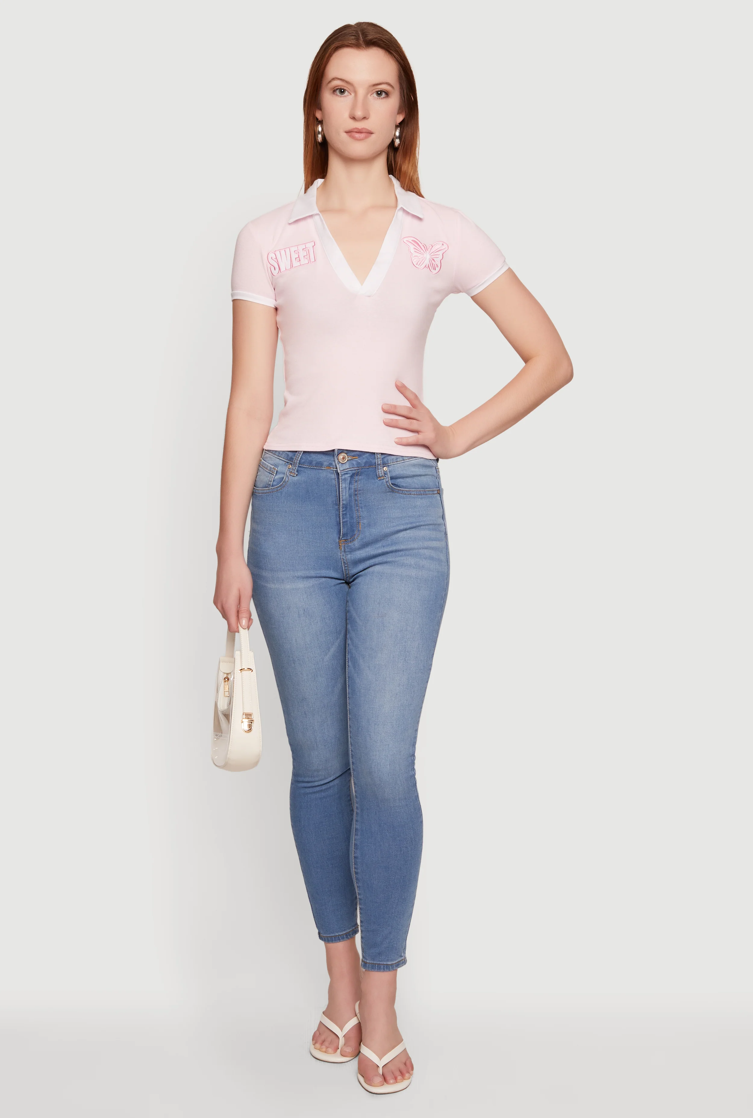 Contrast Trim Patch Graphic Polo Top
