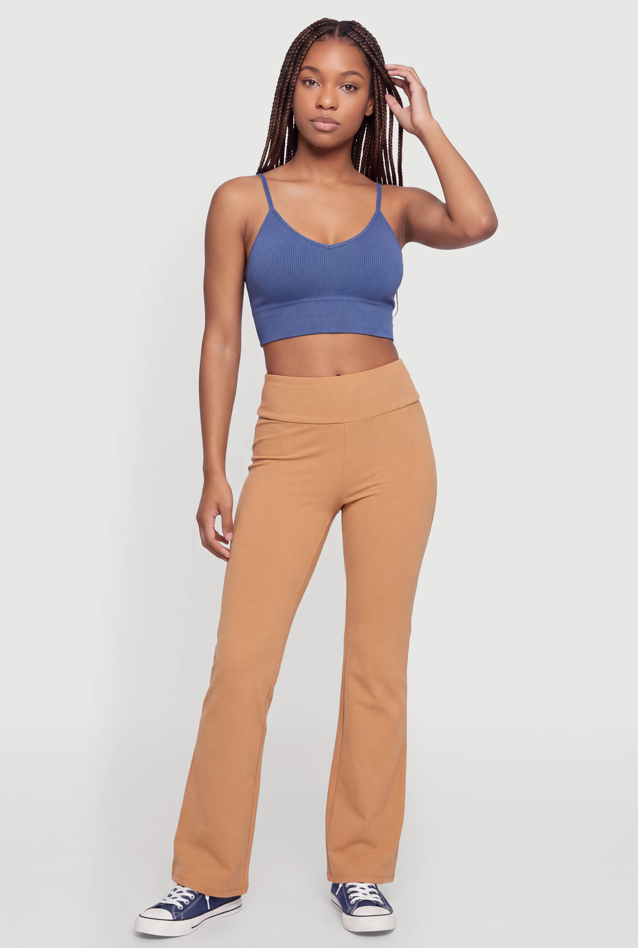 Seamless Compression Rib Padded Shelf Bra Crop Top