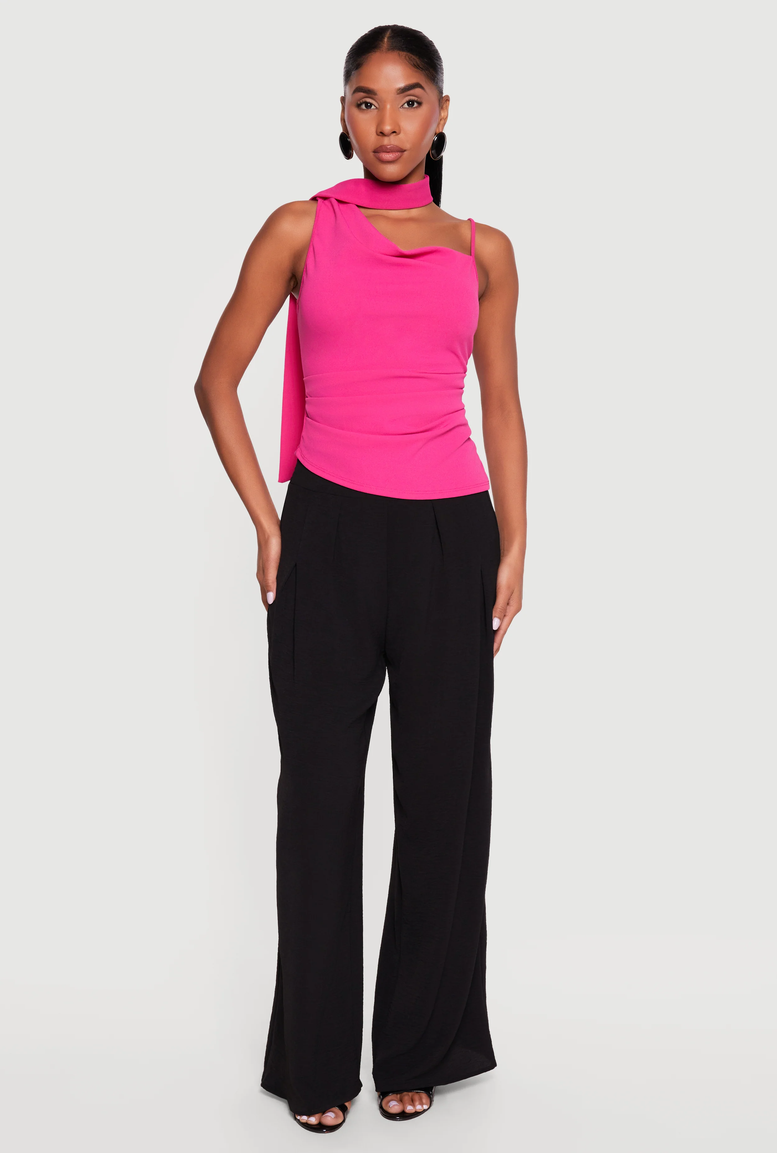 Scarf Ruched Asymmetrical Top