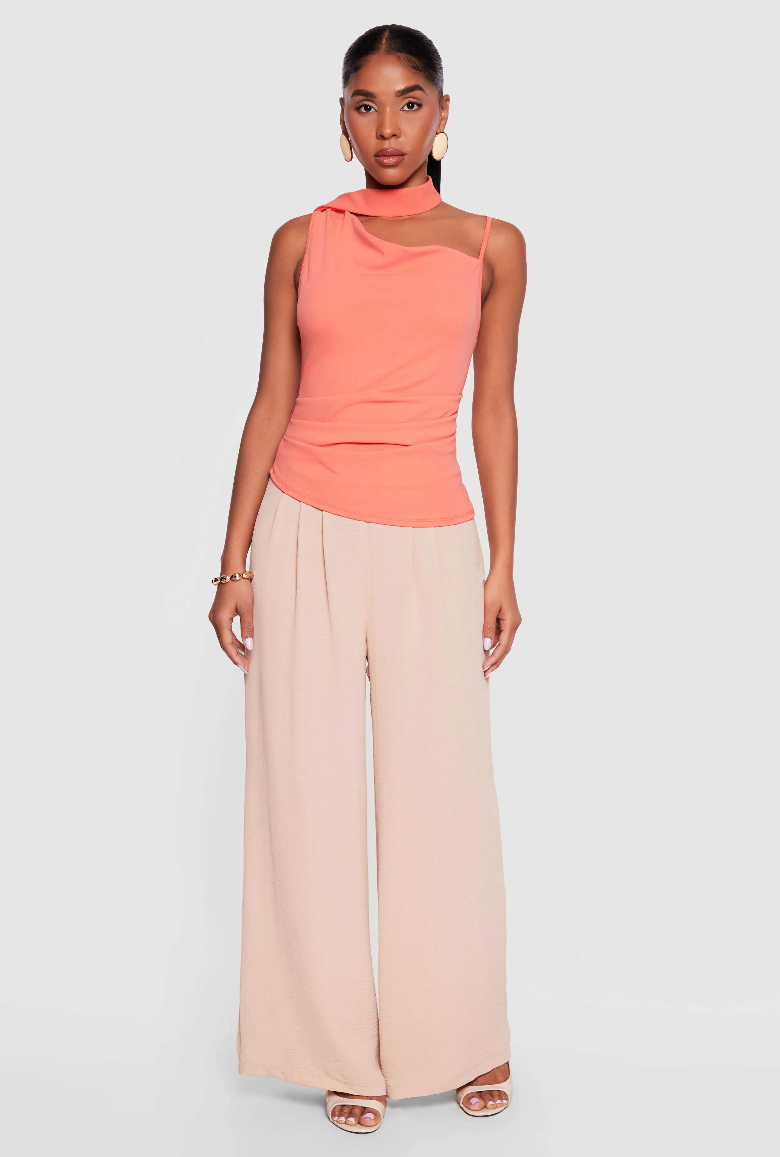 Scarf Ruched Asymmetrical Top