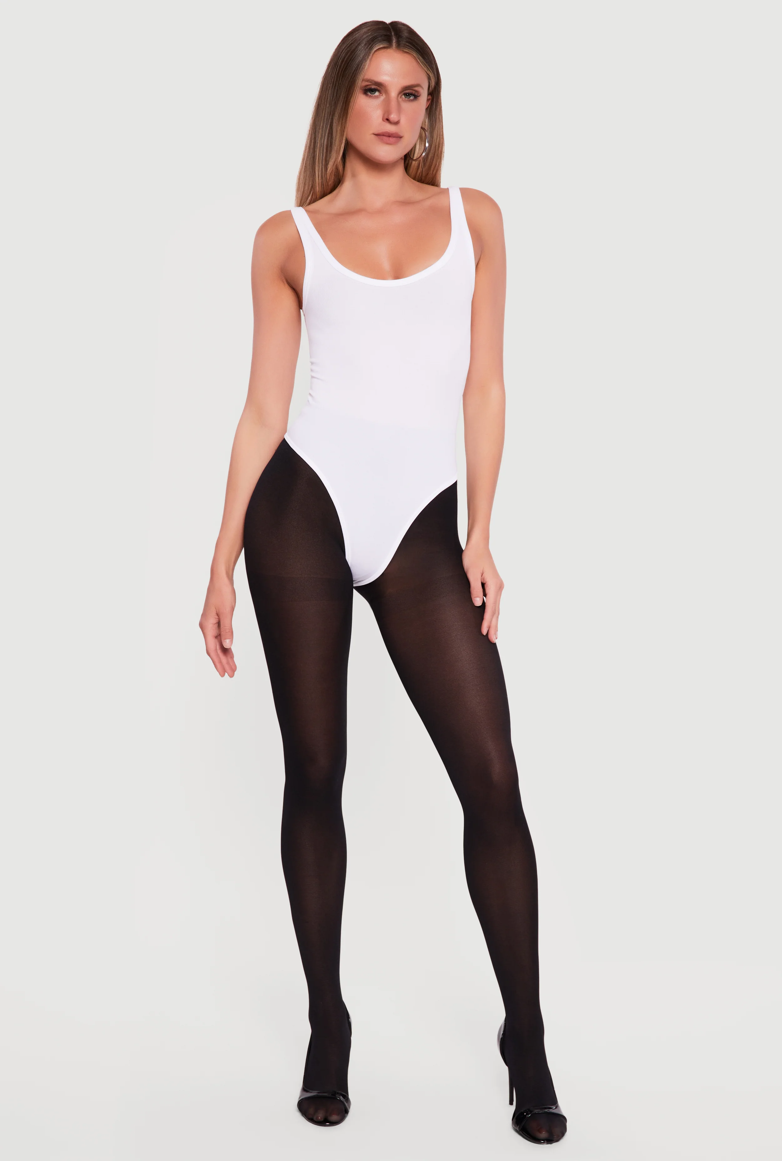 Ribbed Knit Scoop Neck Tank Bodysuit