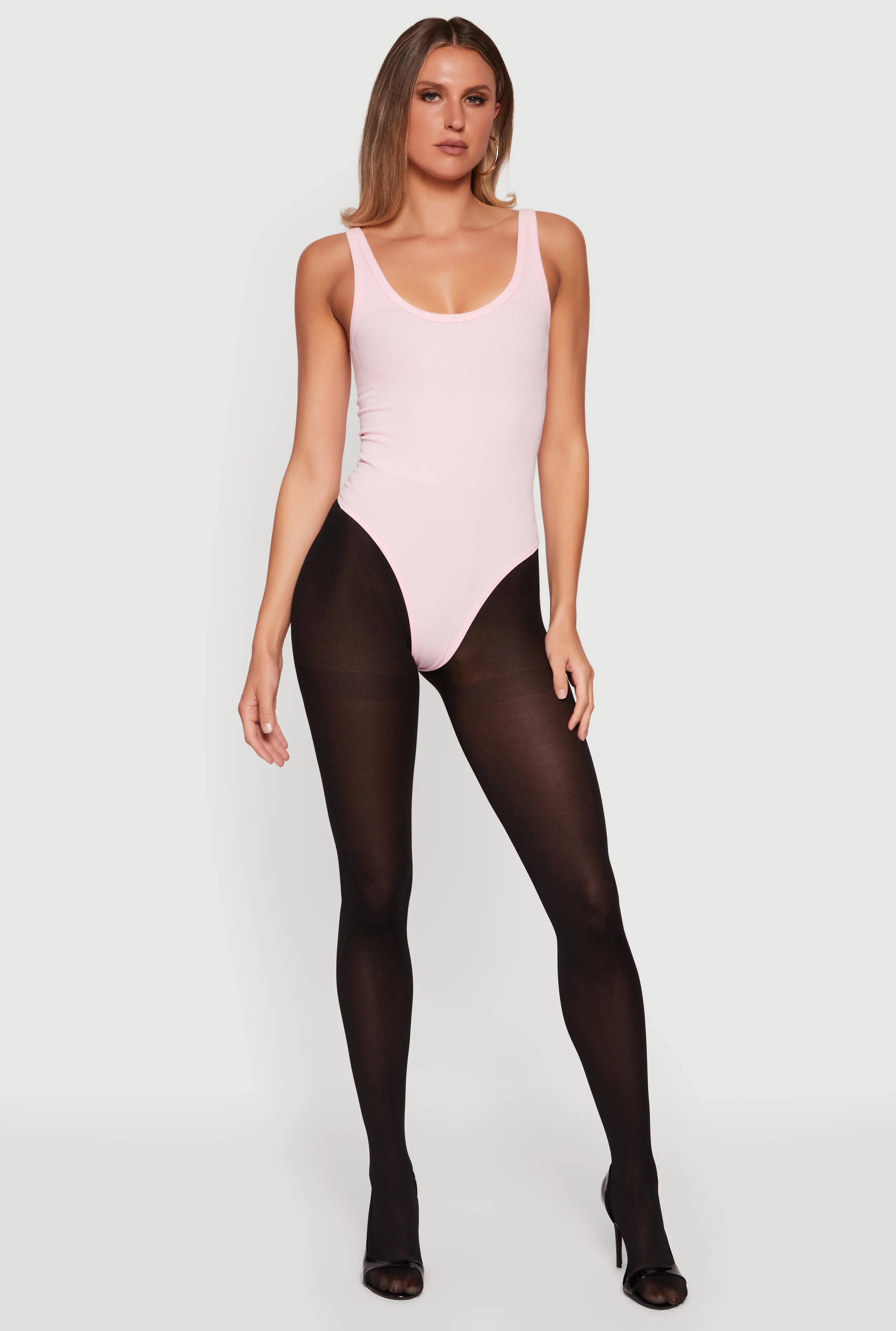 Ribbed Knit Scoop Neck Tank Bodysuit