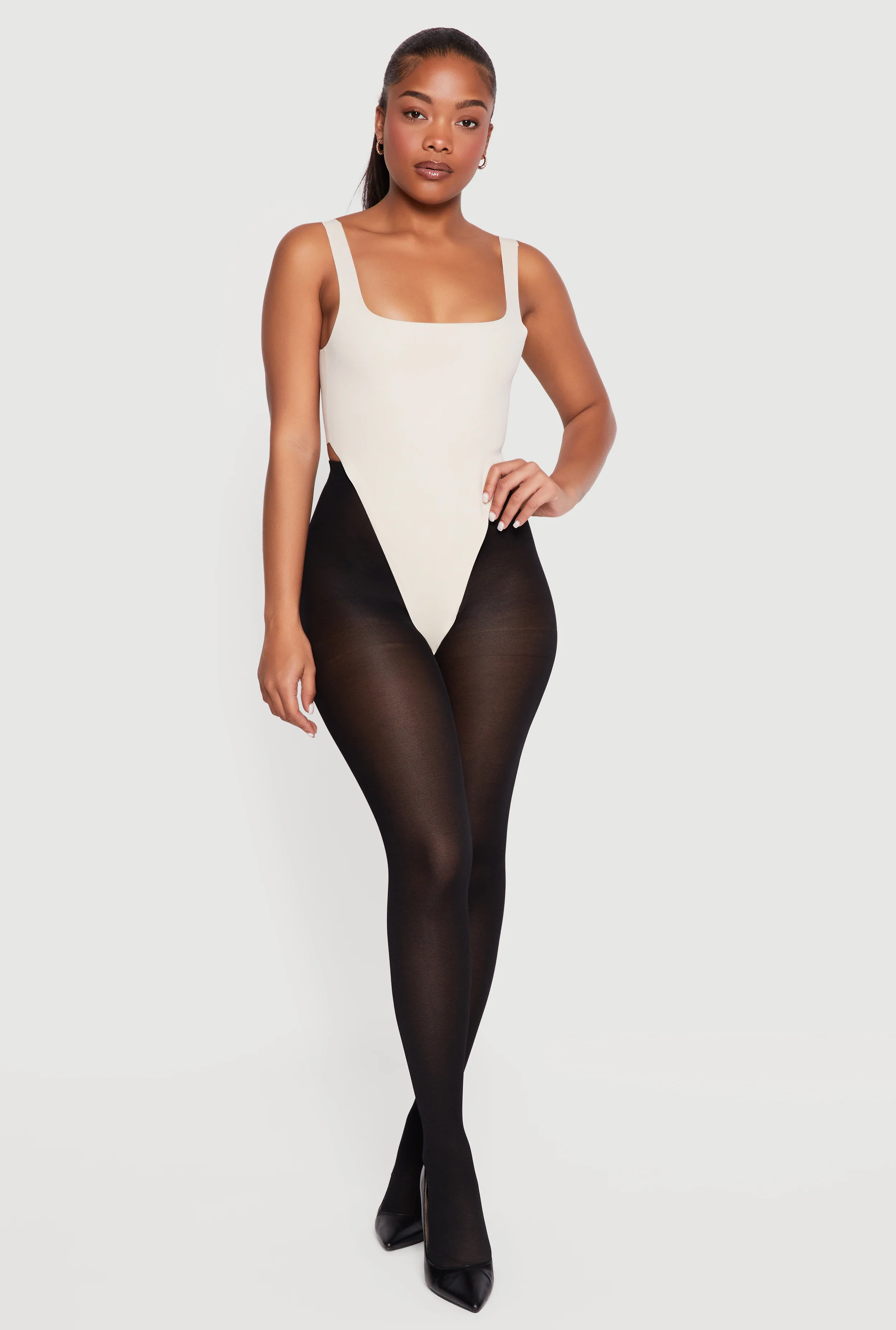 Square Neck High Cut Thong Bodysuit