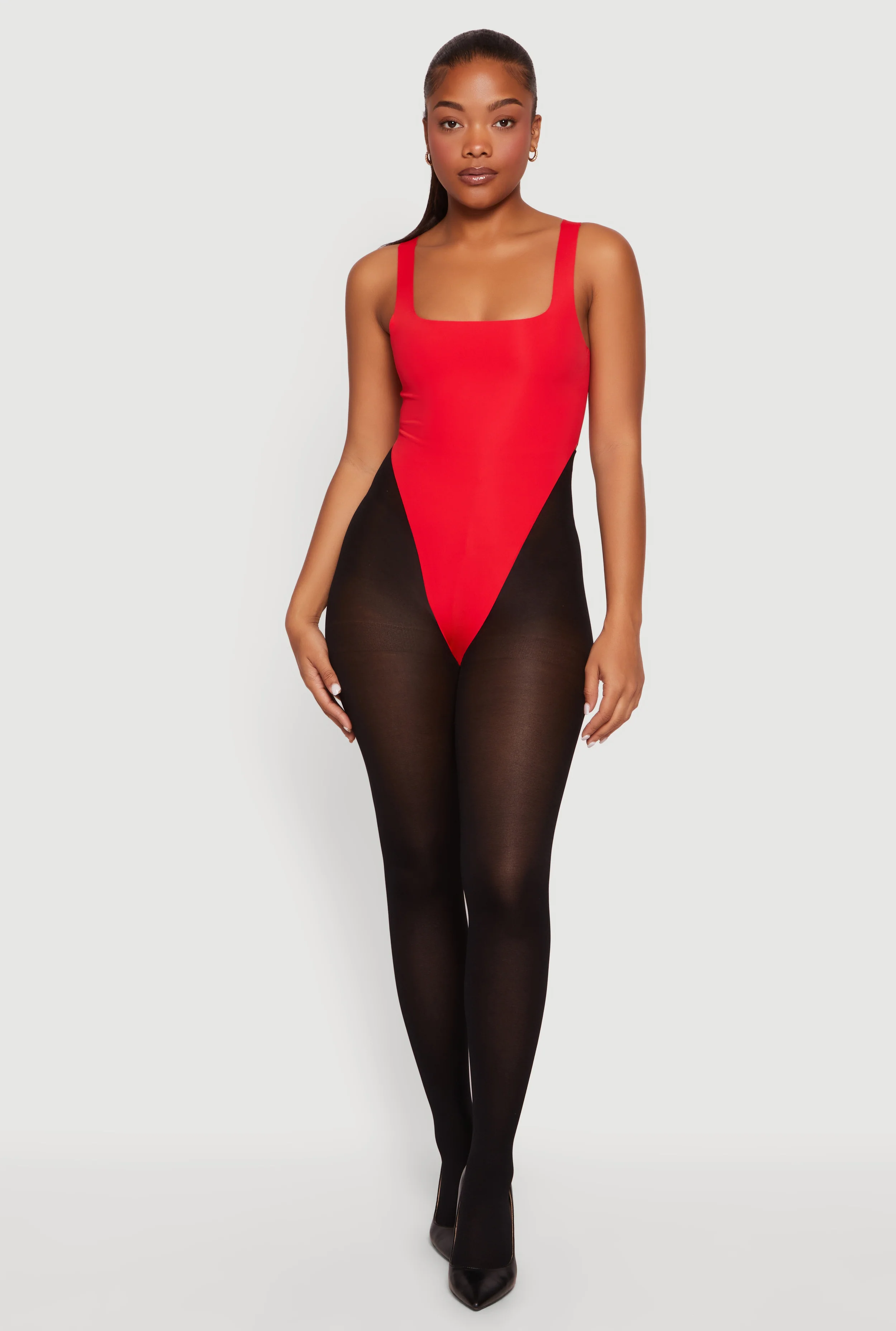 Square Neck High Cut Thong Bodysuit