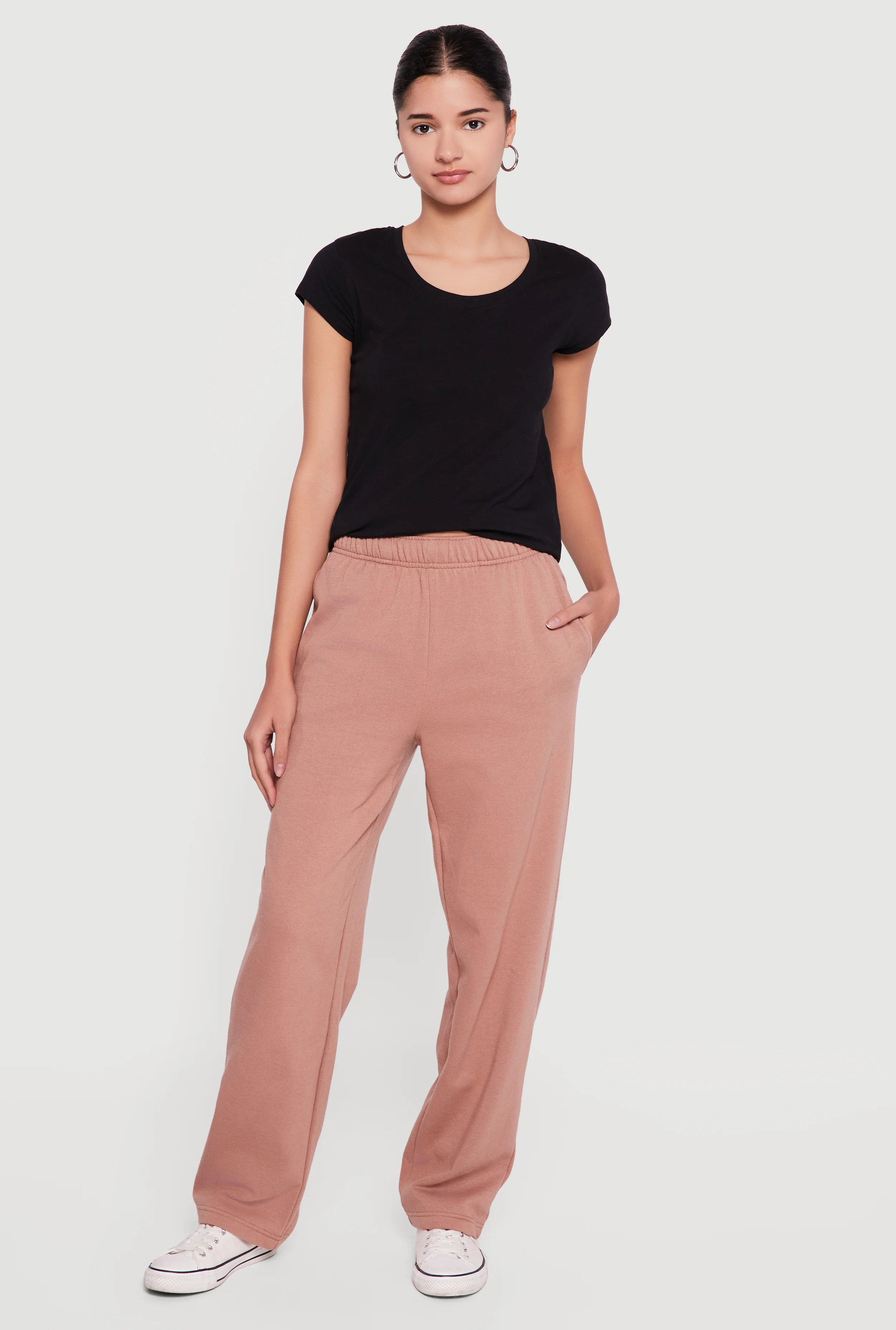 High Waisted Fleece Sweatpants with Pockets