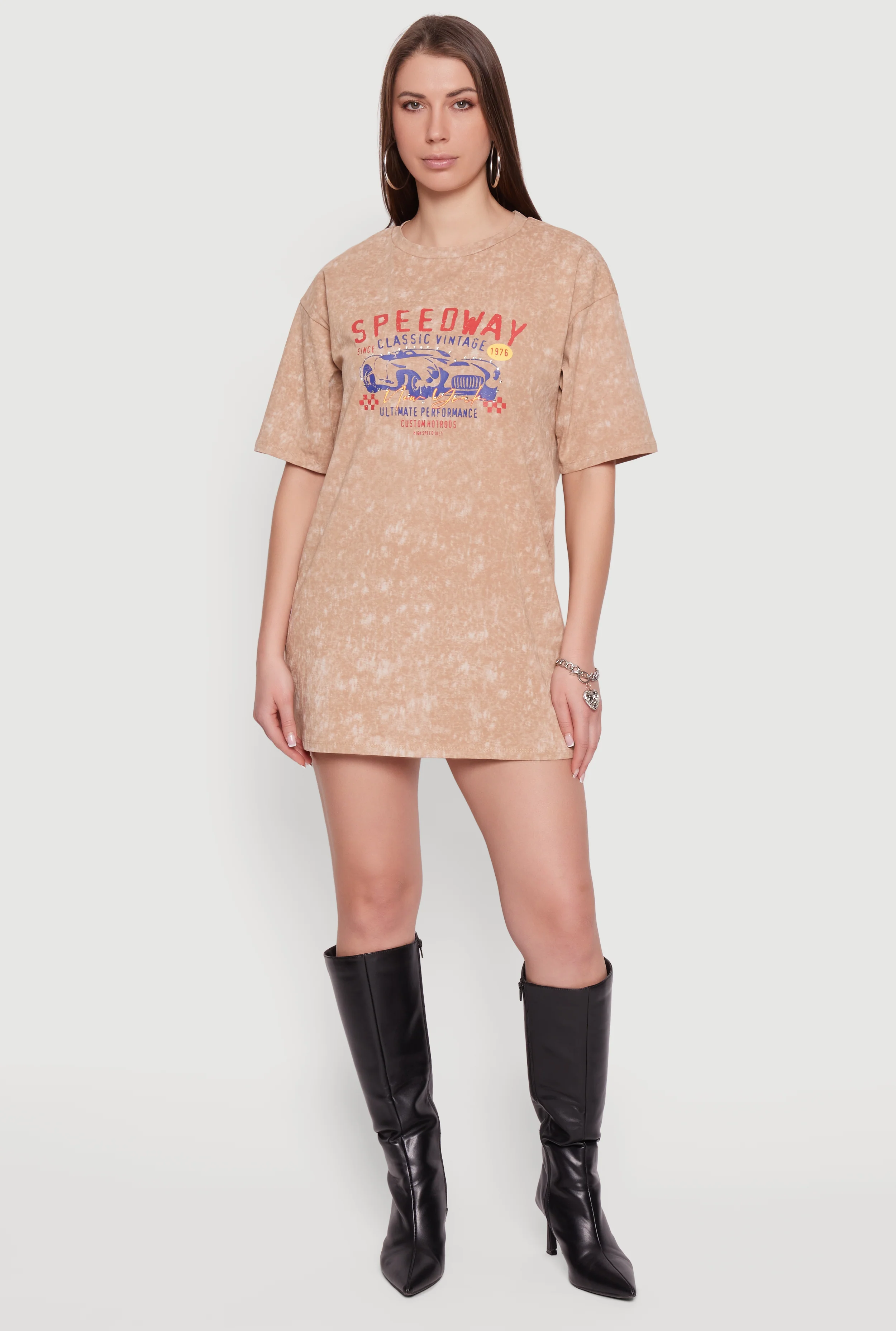 Acid Wash Graphic T-Shirt Dress