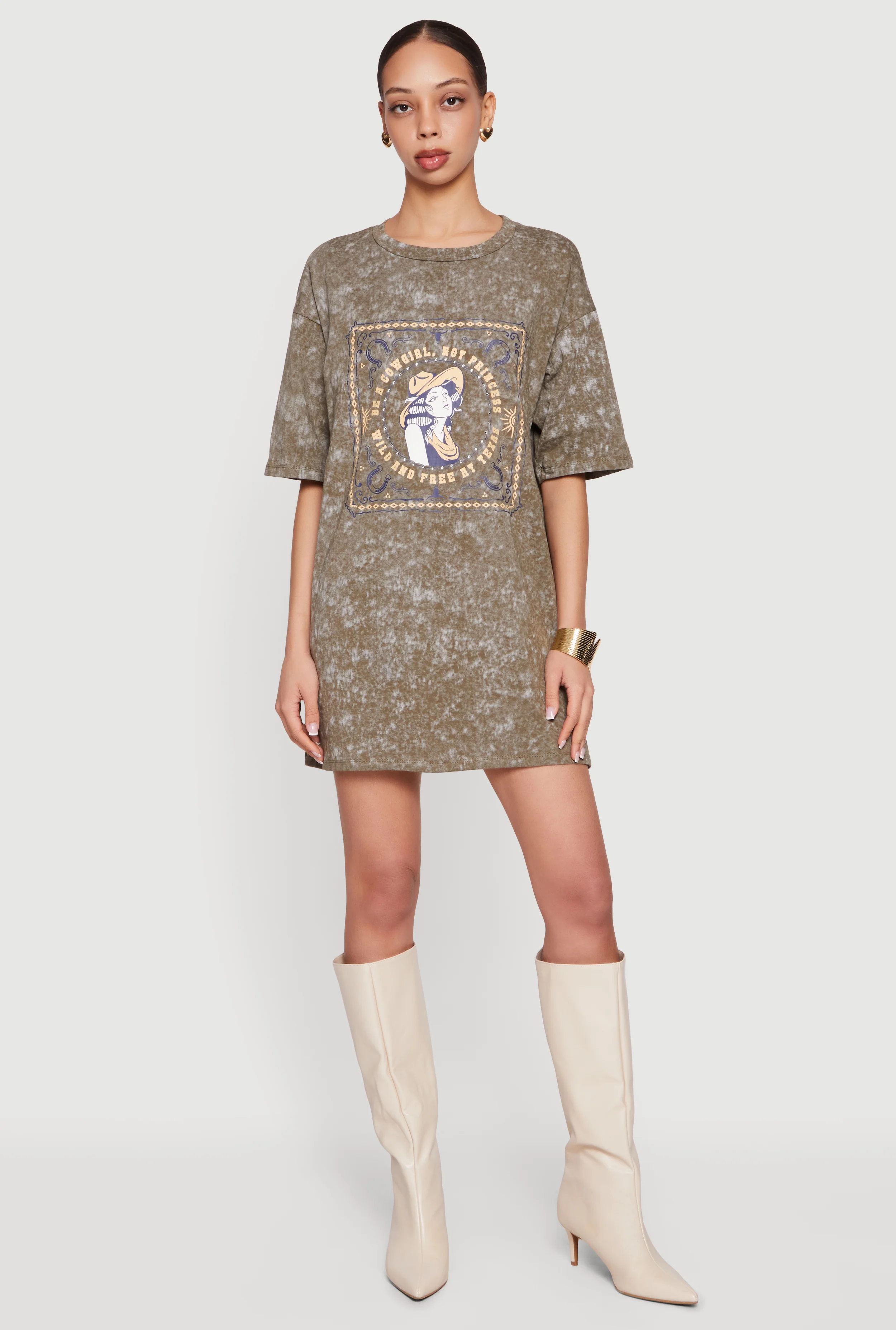 Acid Wash Graphic T-Shirt Dress