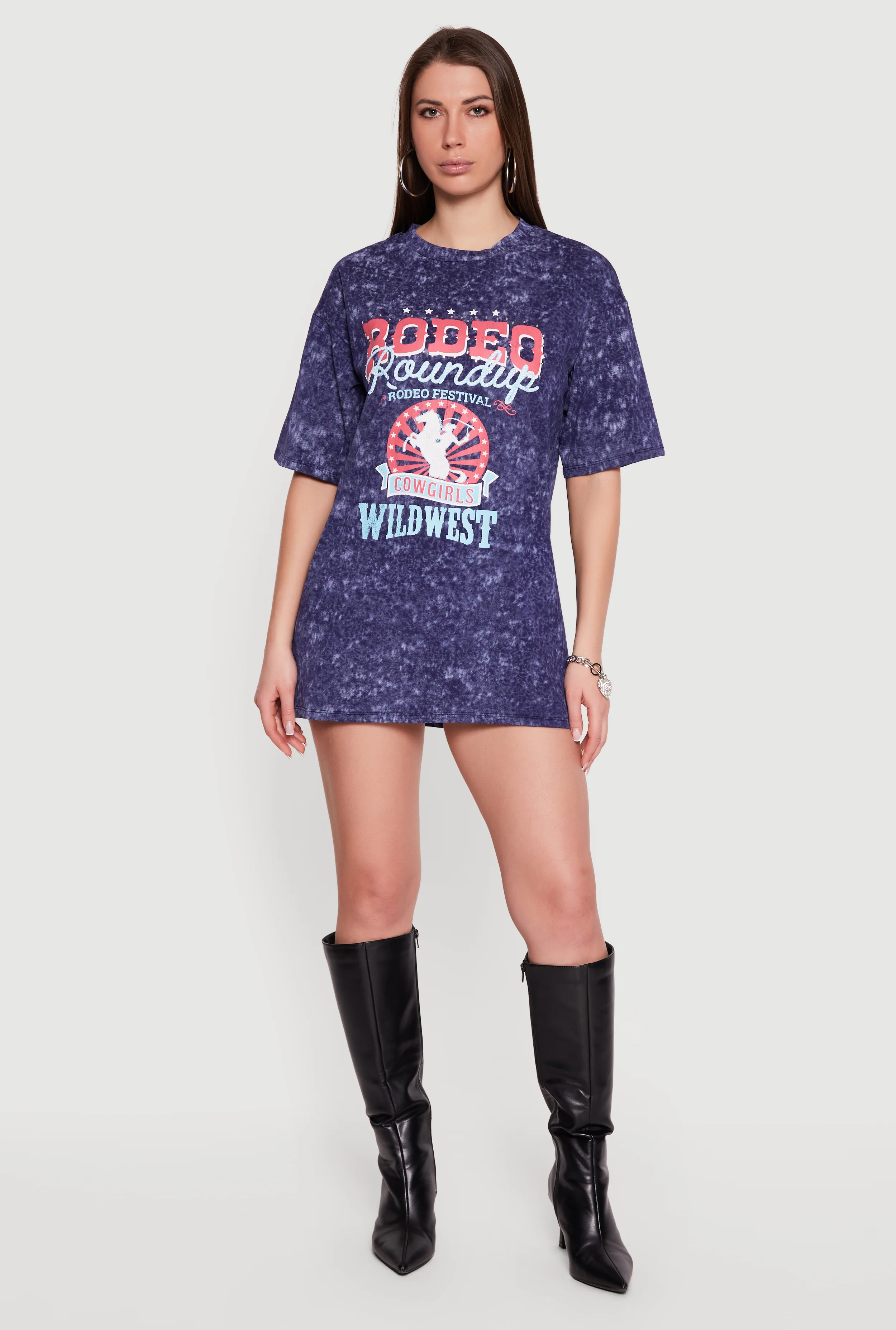 Acid Wash Graphic T-Shirt Dress