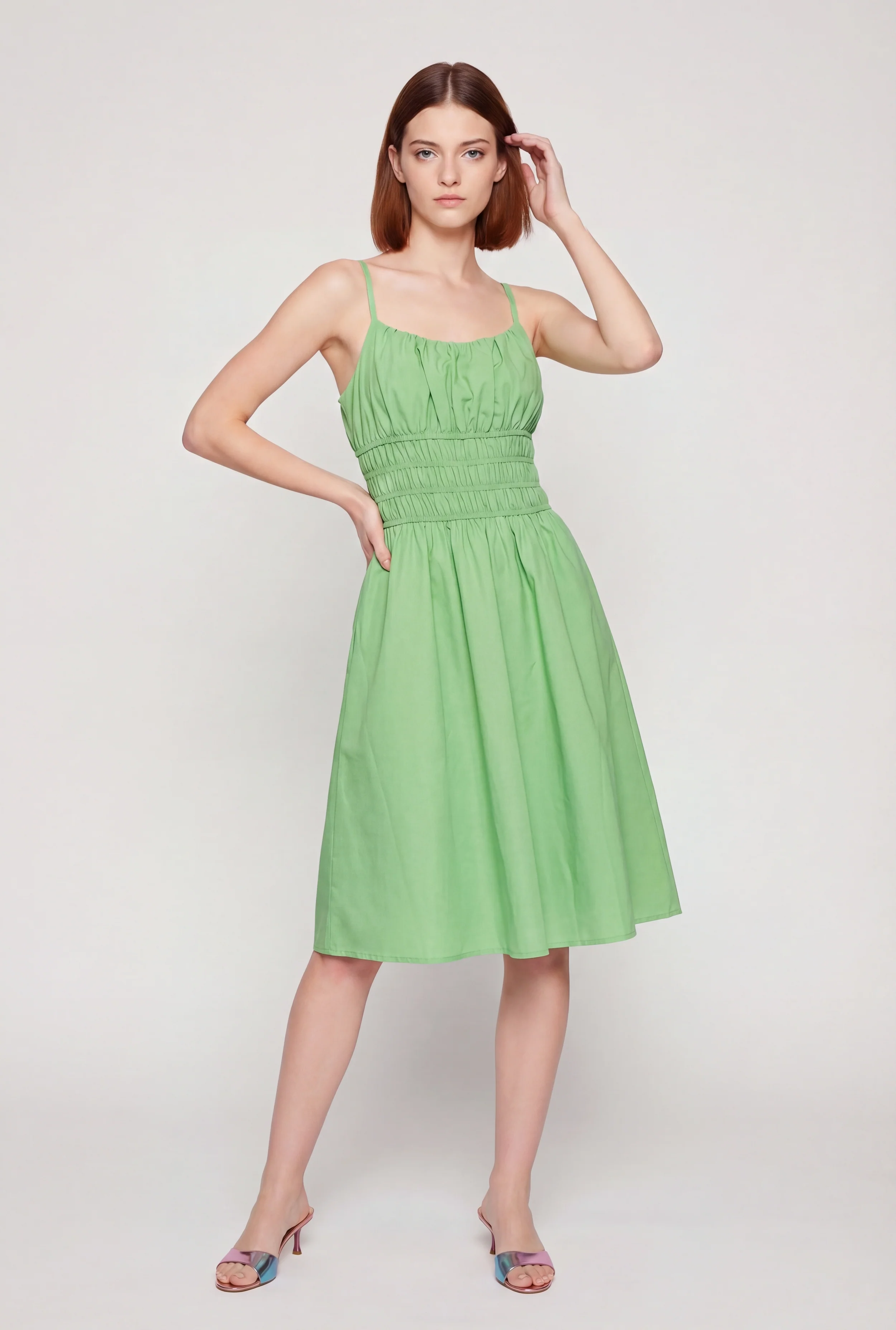 Solid Poplin Midi Sundress