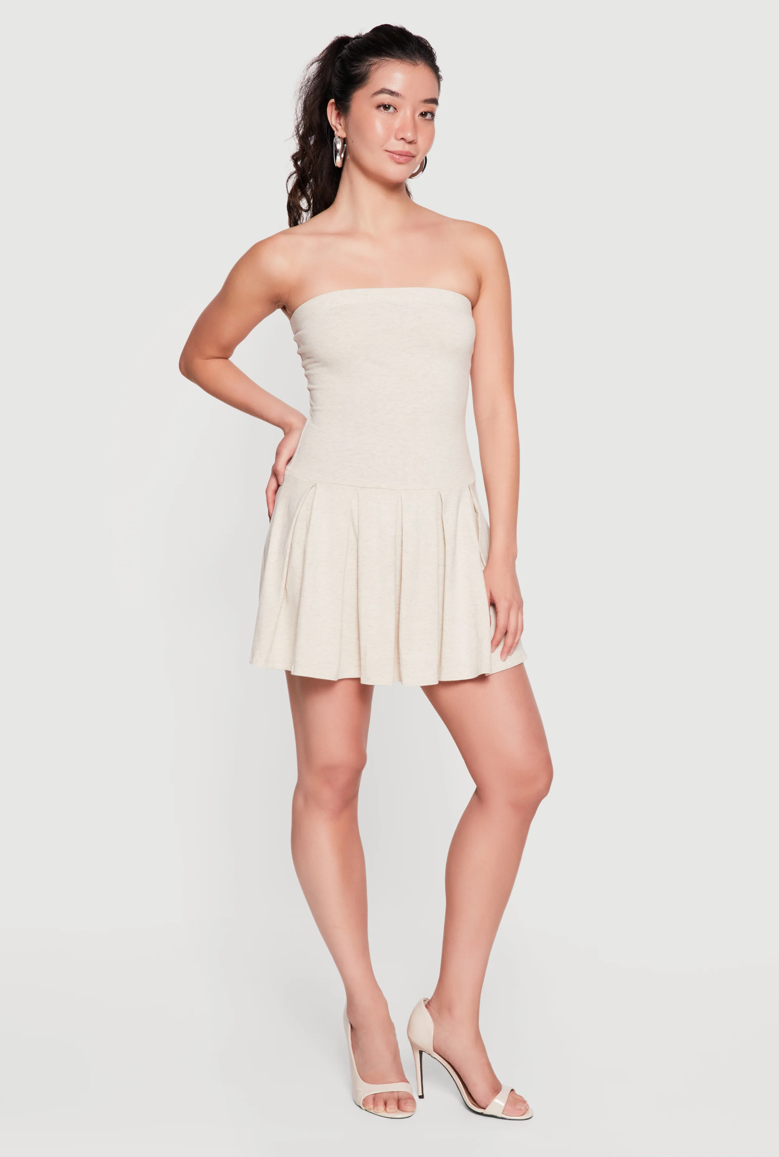 Strapless Pleated Mini Dress