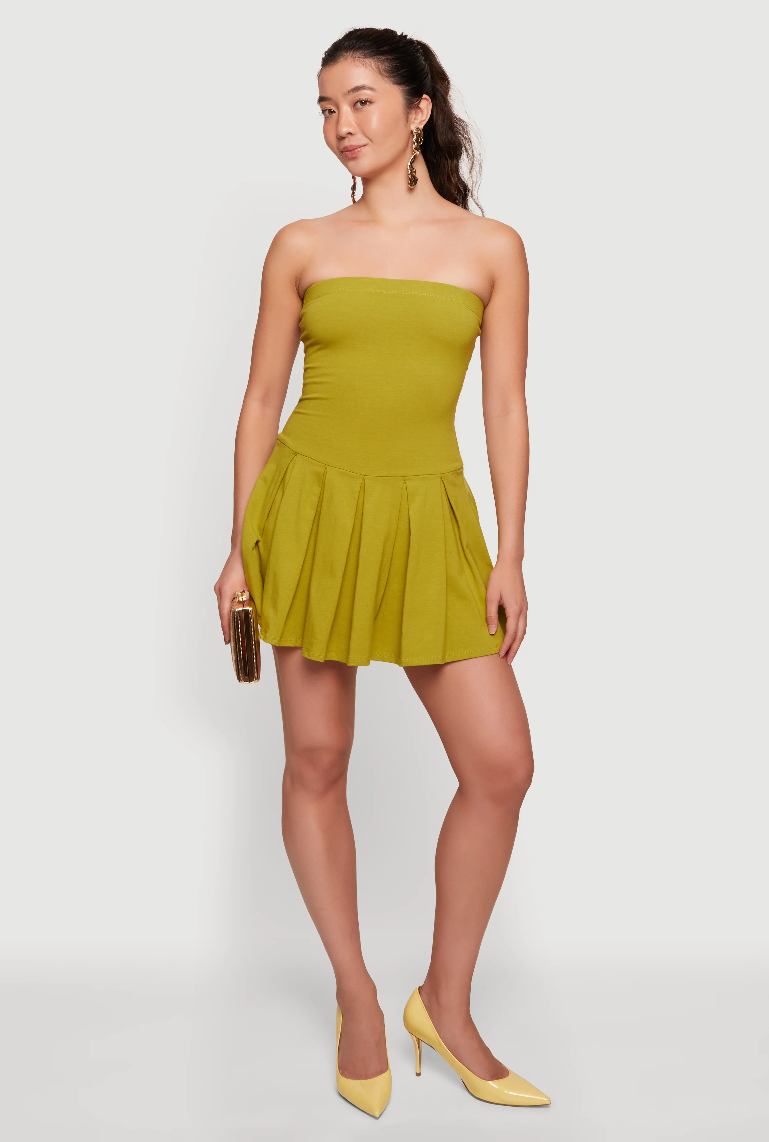 Strapless Pleated Mini Dress