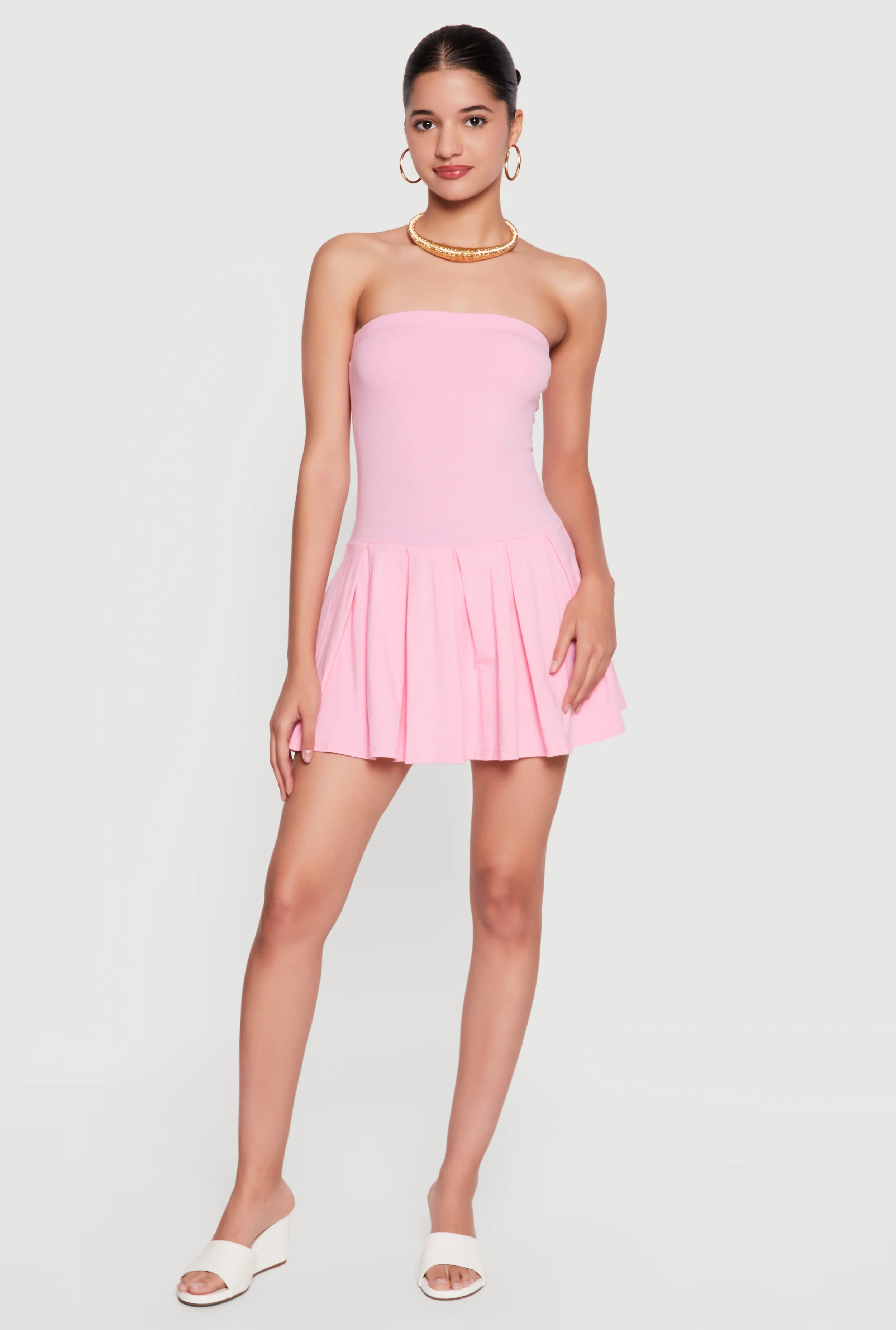 Strapless Pleated Mini Dress