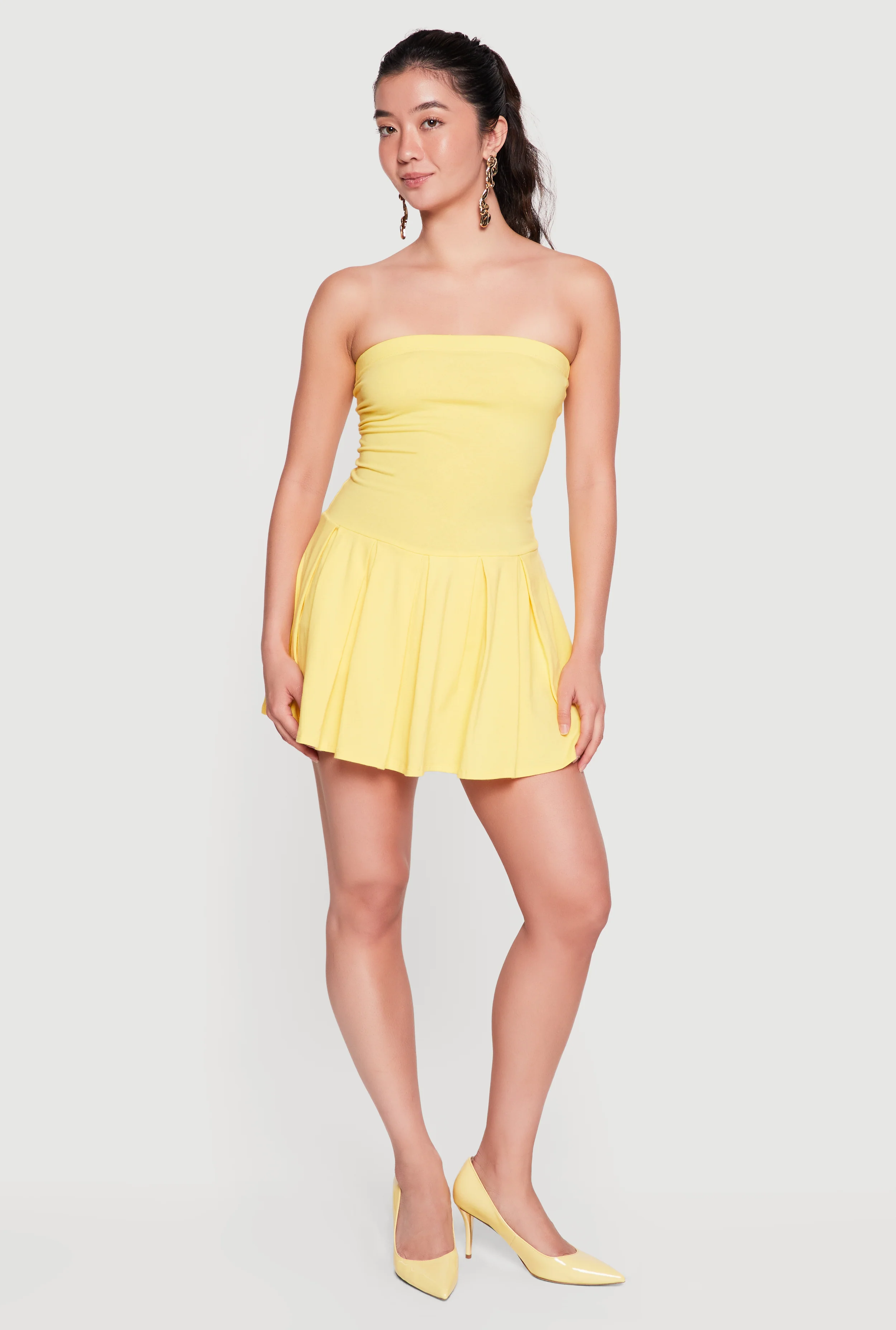 Strapless Pleated Mini Dress