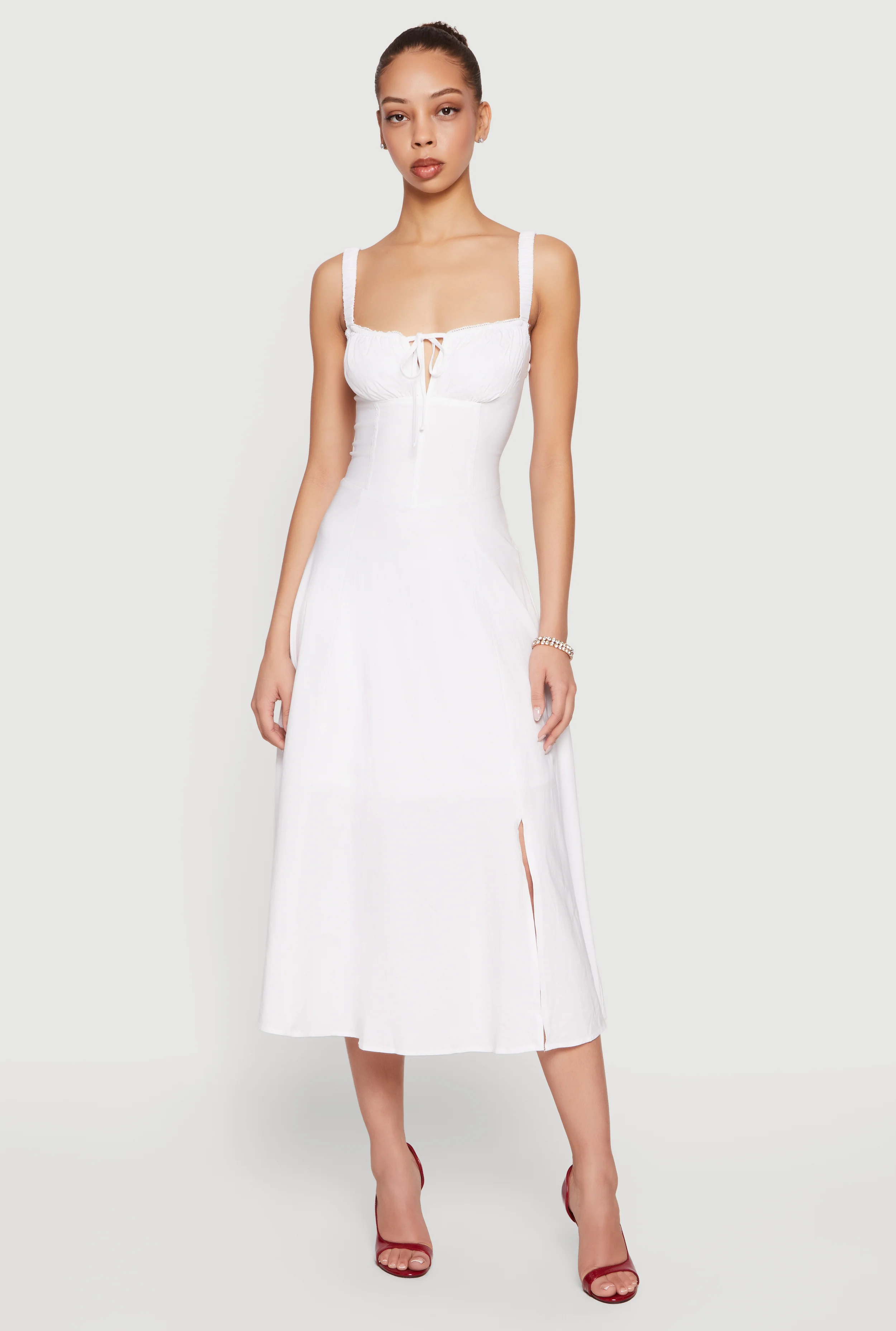 Drawstring Keyhole Lace Up Back Bustier Dress