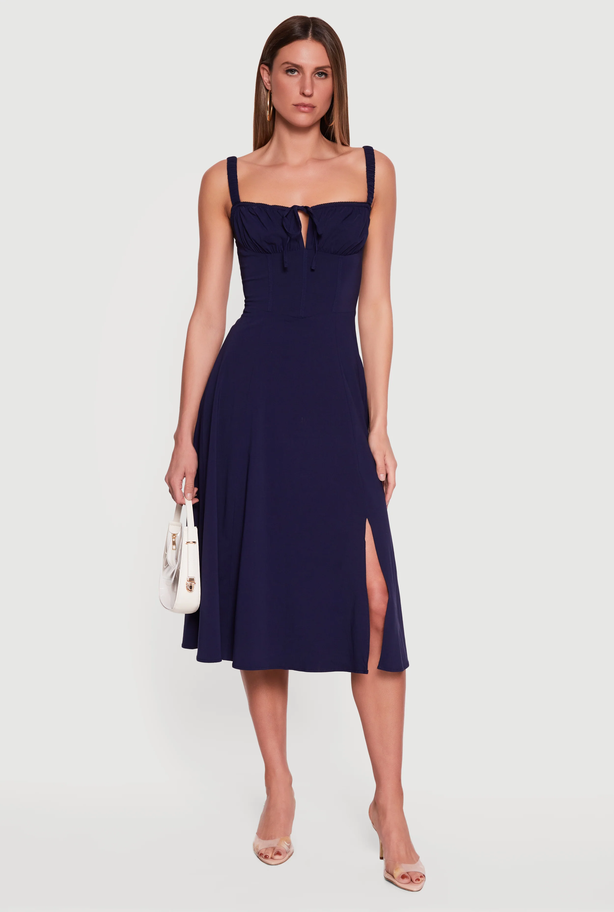 Drawstring Keyhole Lace Up Back Bustier Dress