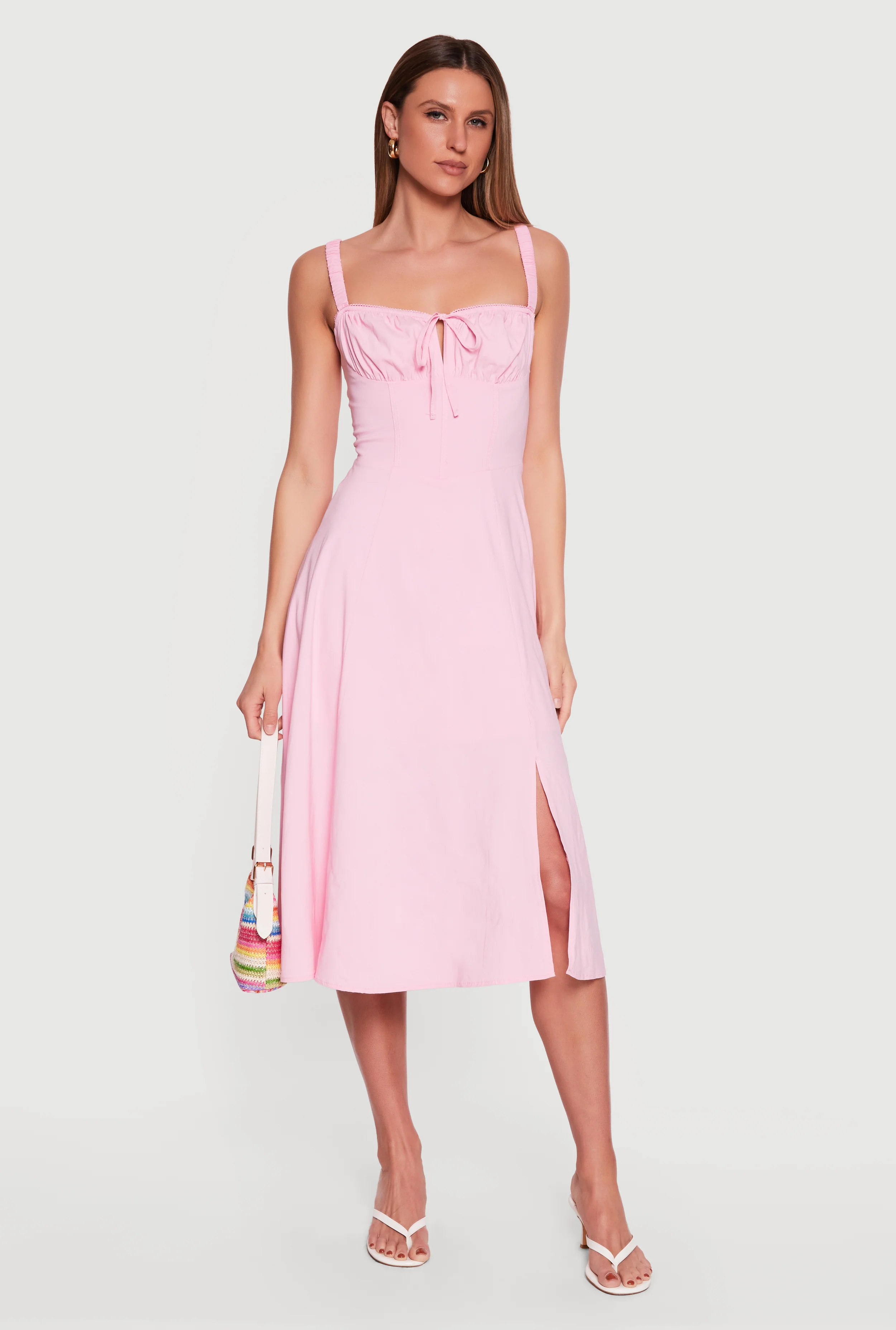 Drawstring Keyhole Lace Up Back Bustier Dress